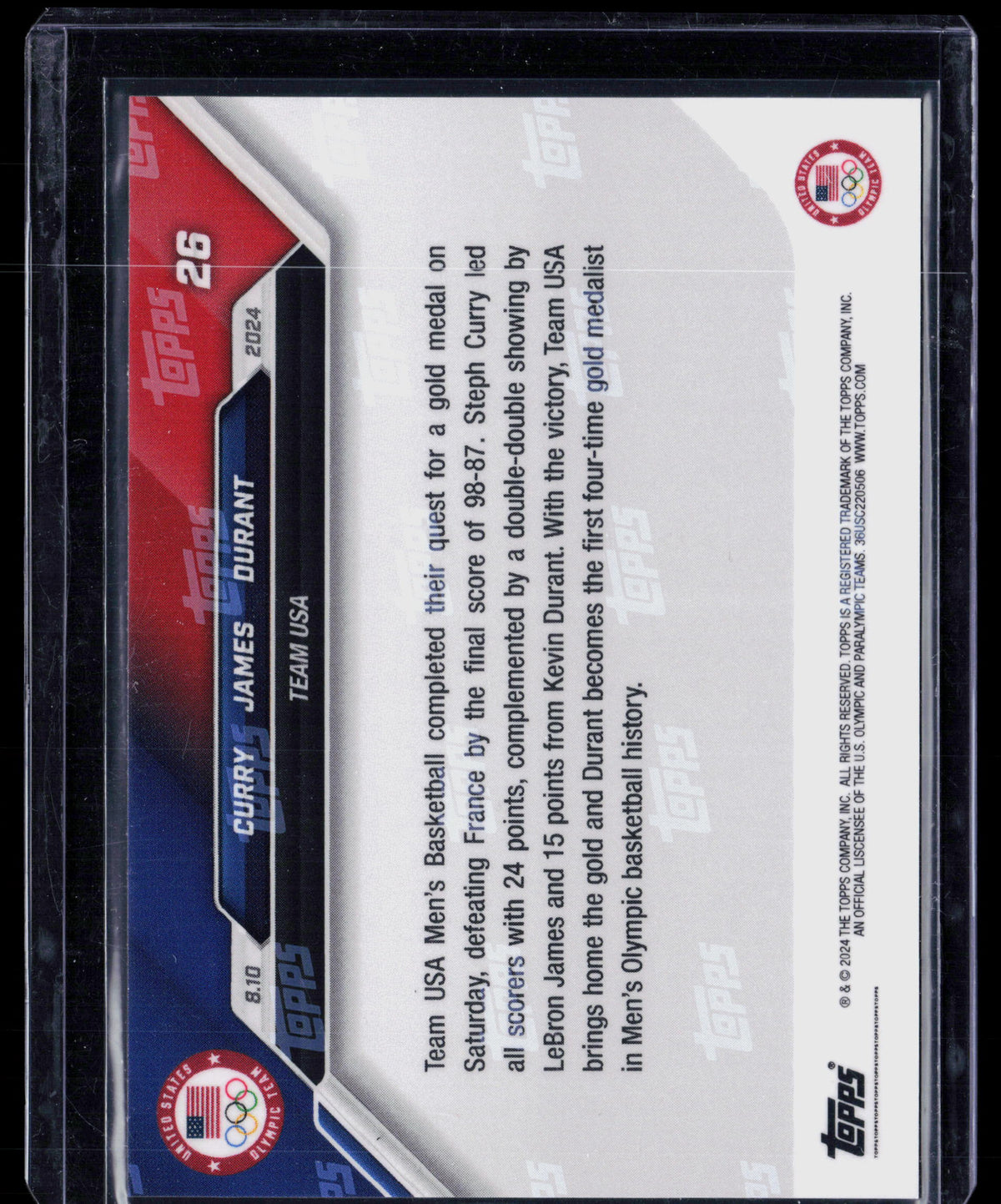 2024 Topps Now Kevin Durant LeBron James Stephen Curry #26