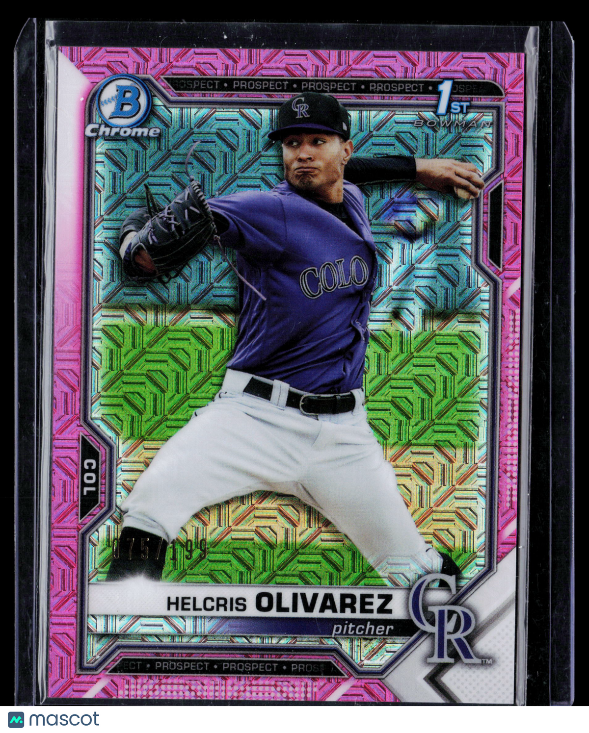 2021 Bowman Chrome Helcris Olivarez #BCP-154 Pink Mojo Refractor