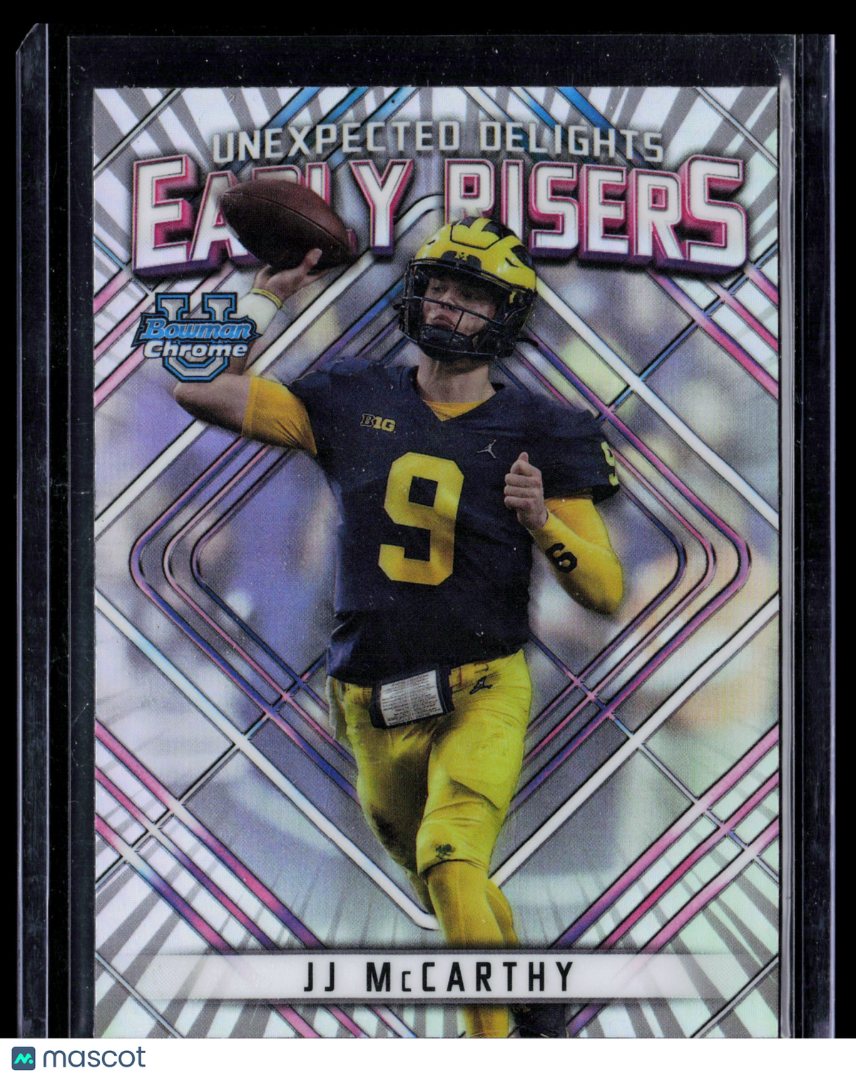 2023 Bowman Chrome University J.J. McCarthy #ER-3 Unexpected Delights Early Risers