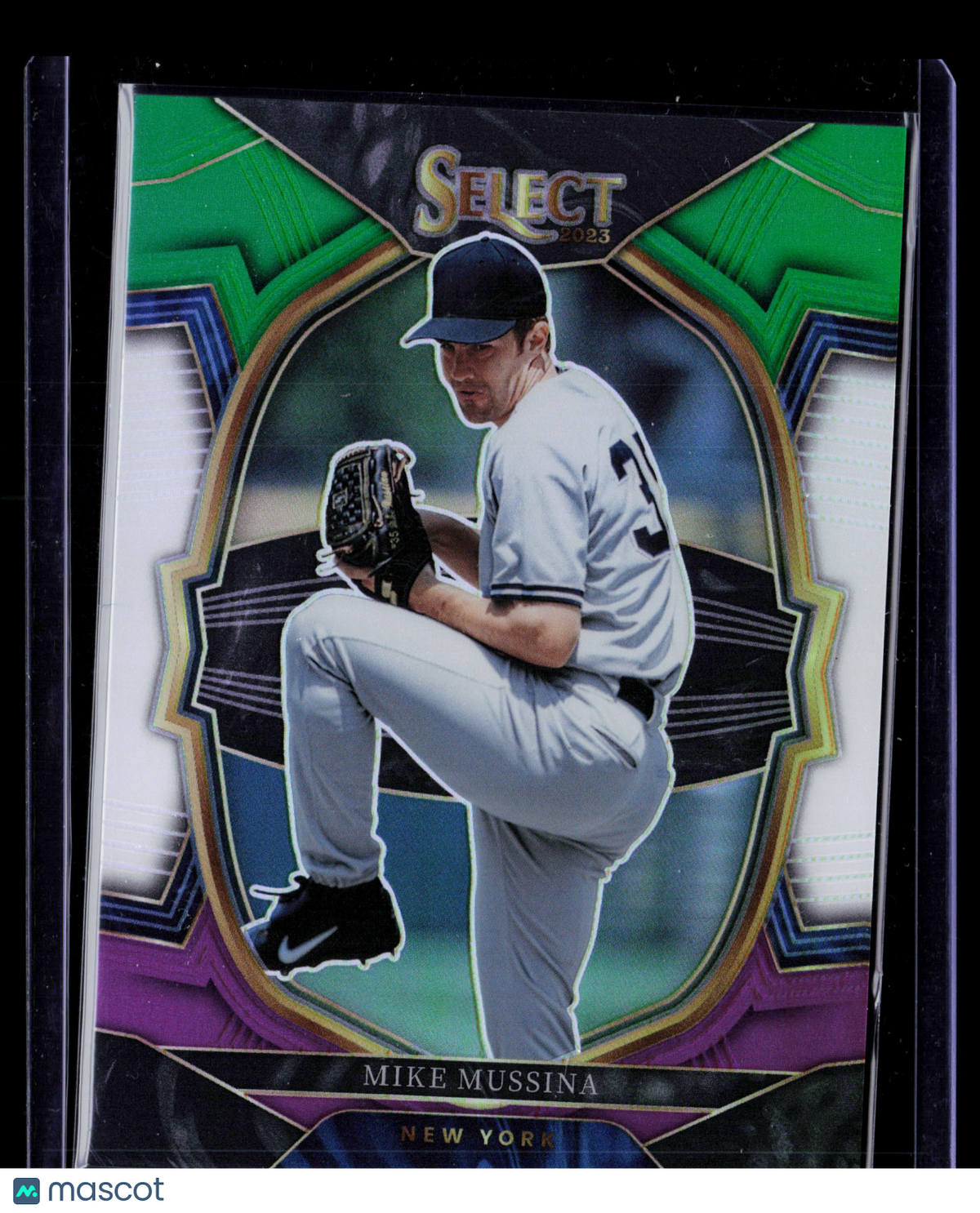 2023 Panini Select Baseball Mike Mussina #71 Green Purple Prizm