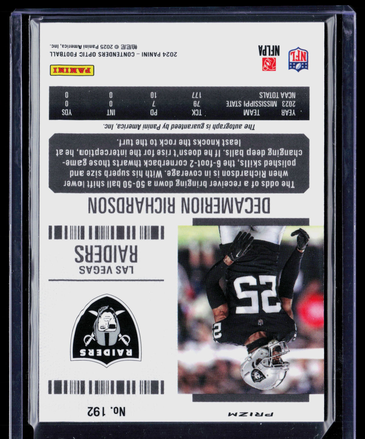 2025 Panini Contenders Optic Decamerion Richardson #192 Prizm RC