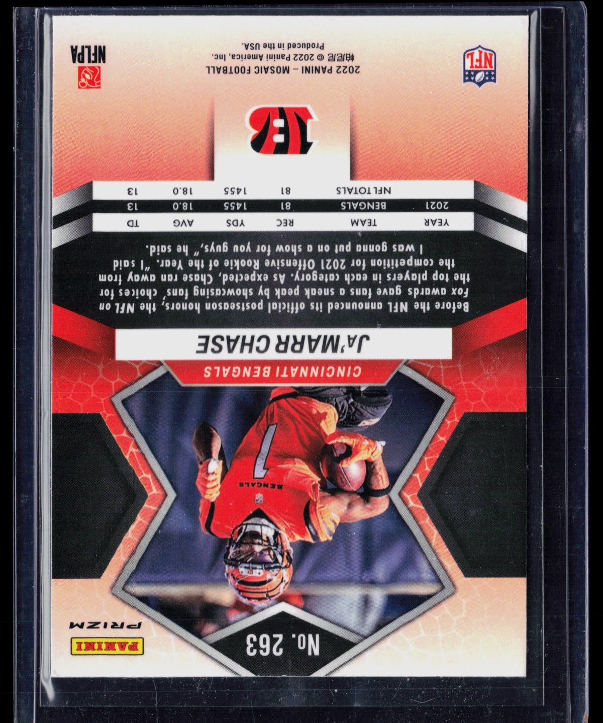 2022 Panini Mosaic Ja'Marr Chase #263 National Pride Green