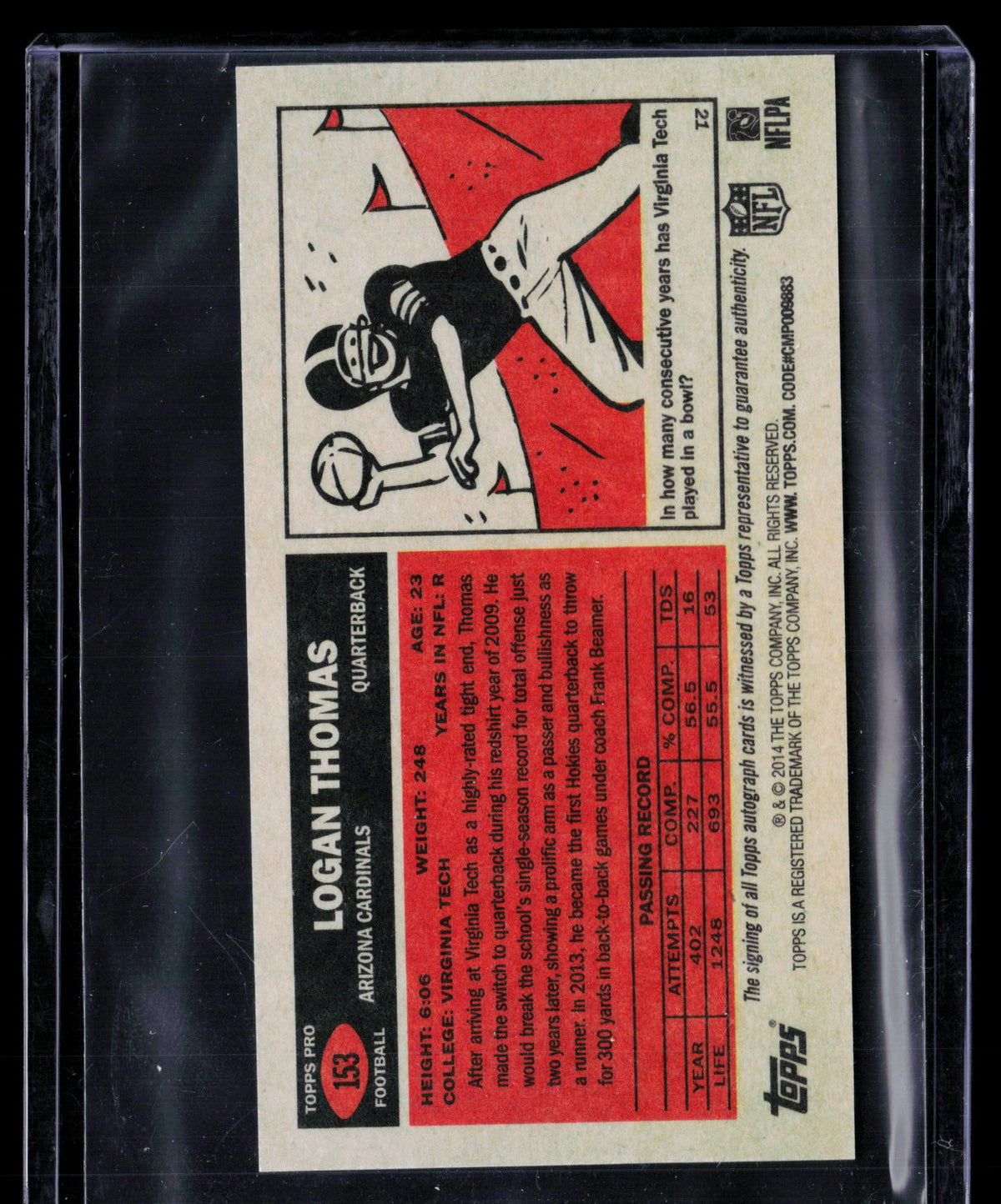 2014 Topps Logan Thomas #153 100/150