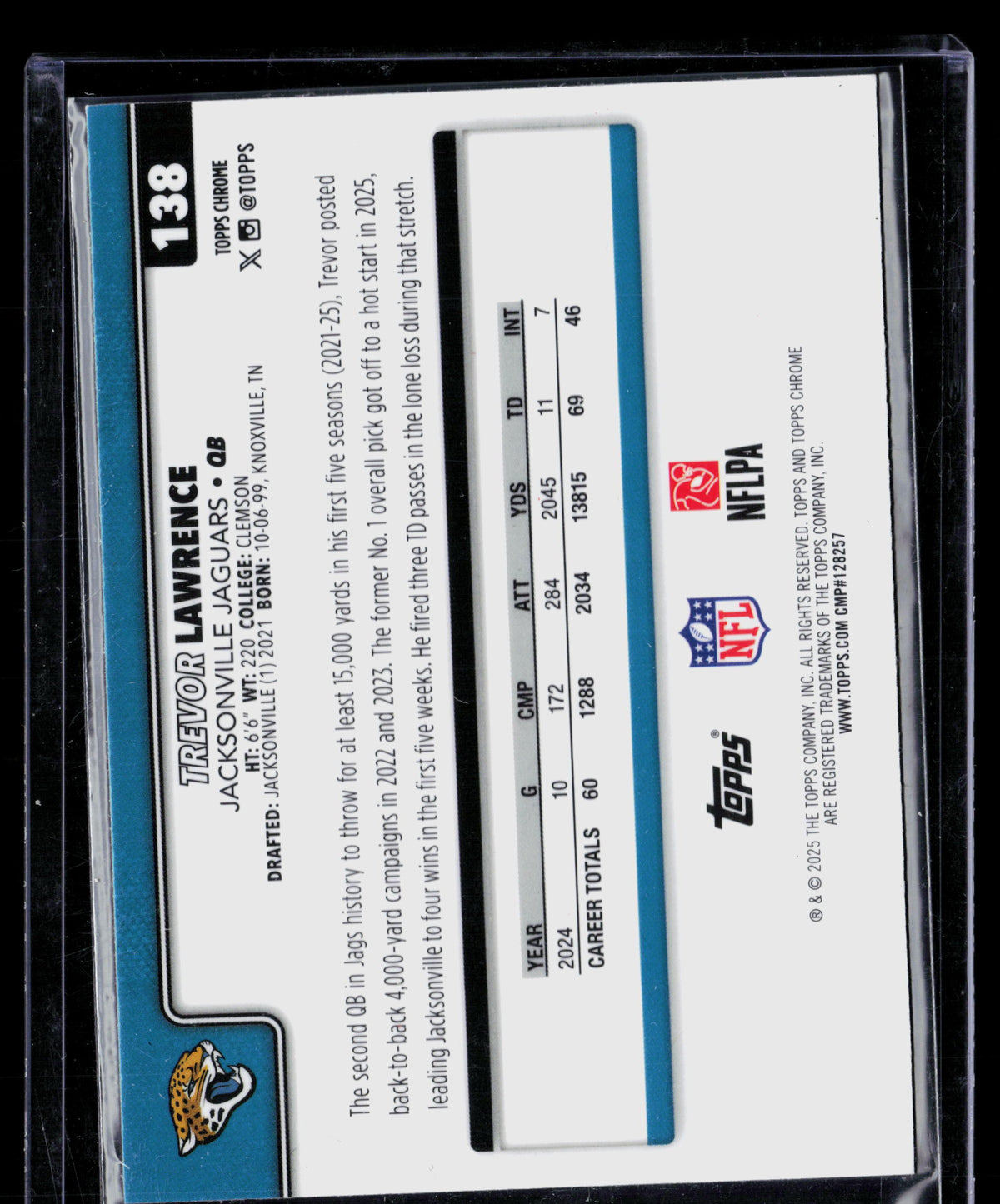 2025 Topps Chrome Trevor Lawrence #138 Pink