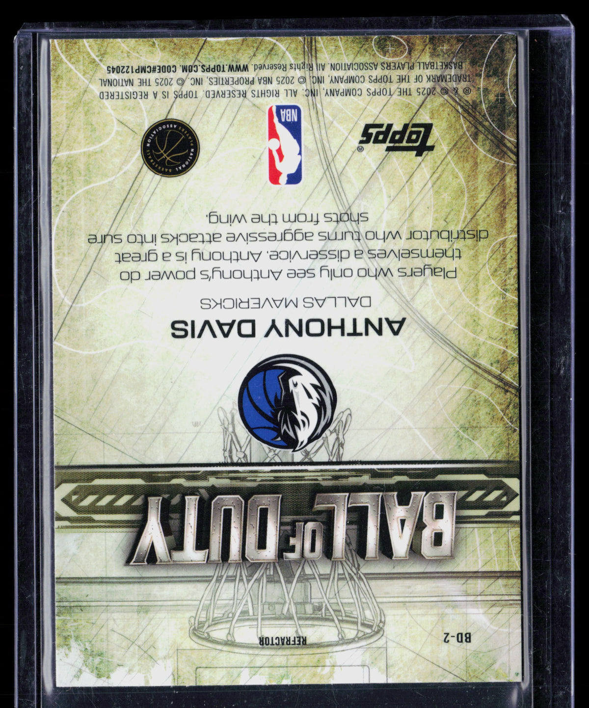 2025 Topps Chrome Ball of Duty Anthony Davis #BD-2 Refractor