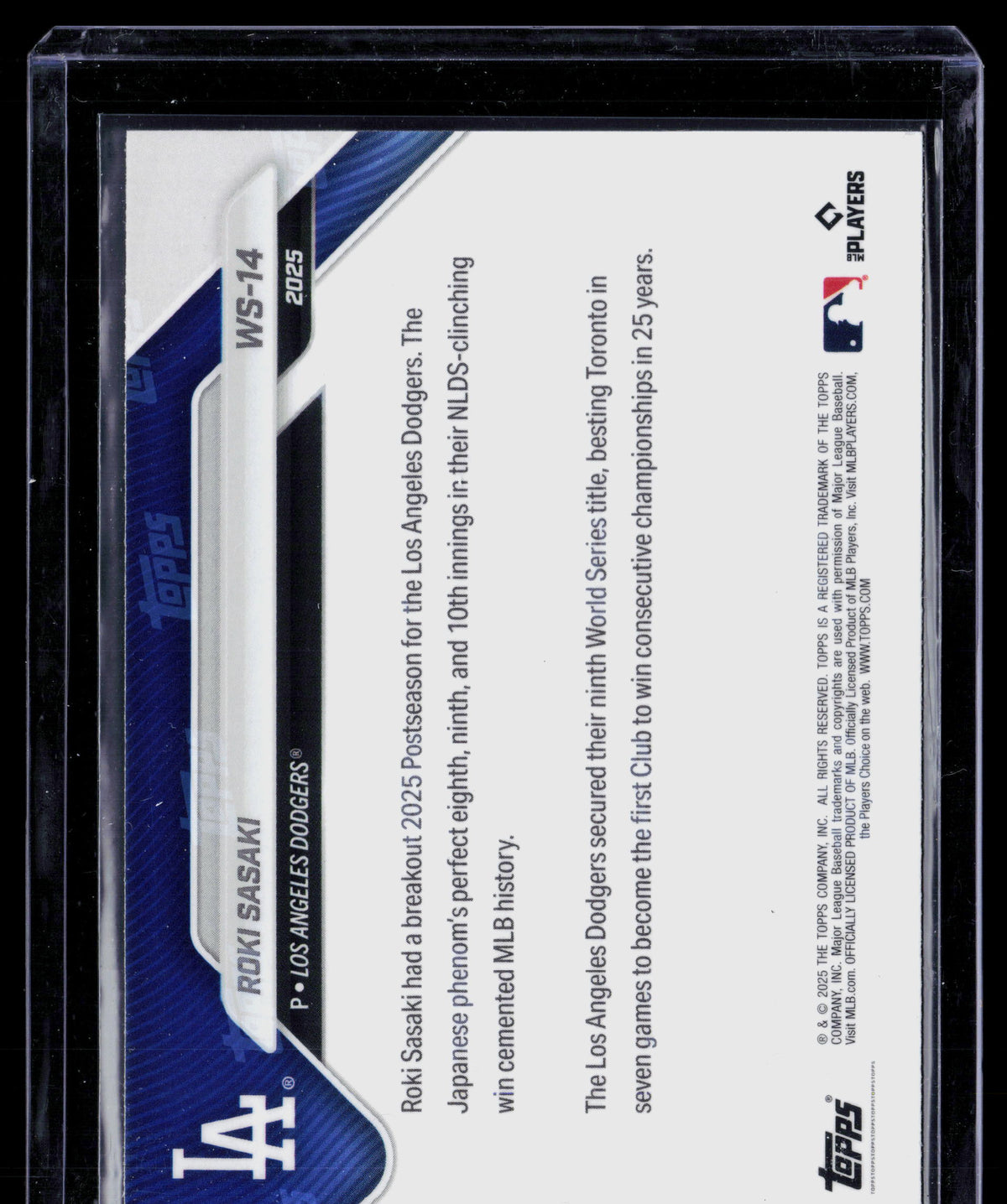 2025 Topps Now Roki Sasaki #WS-14 RC