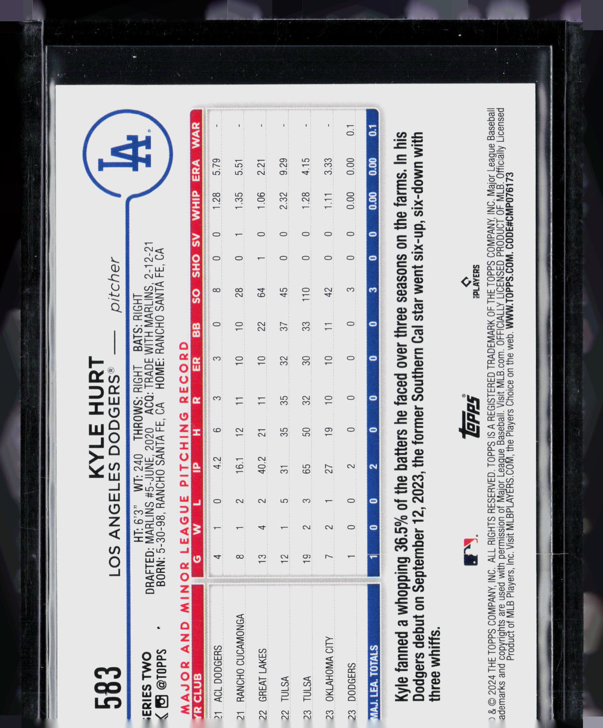 2024 Topps Series Two Kyle Hurt #583 Yellow RC