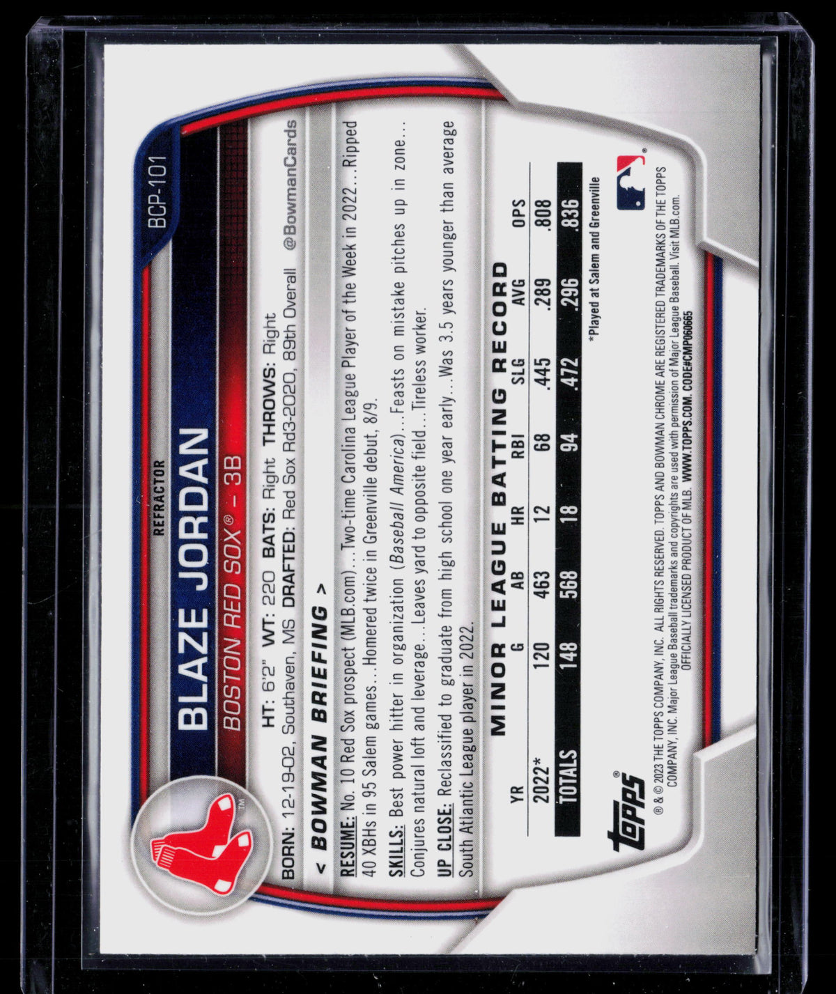 2023 Bowman Chrome Blaze Jordan #BCP-101 Green Speckle Refractor