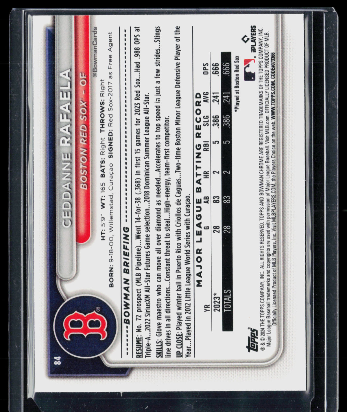 2024 Bowman Chrome Mega Box Ceddanne Rafaela #84 Mojo Refractor RC