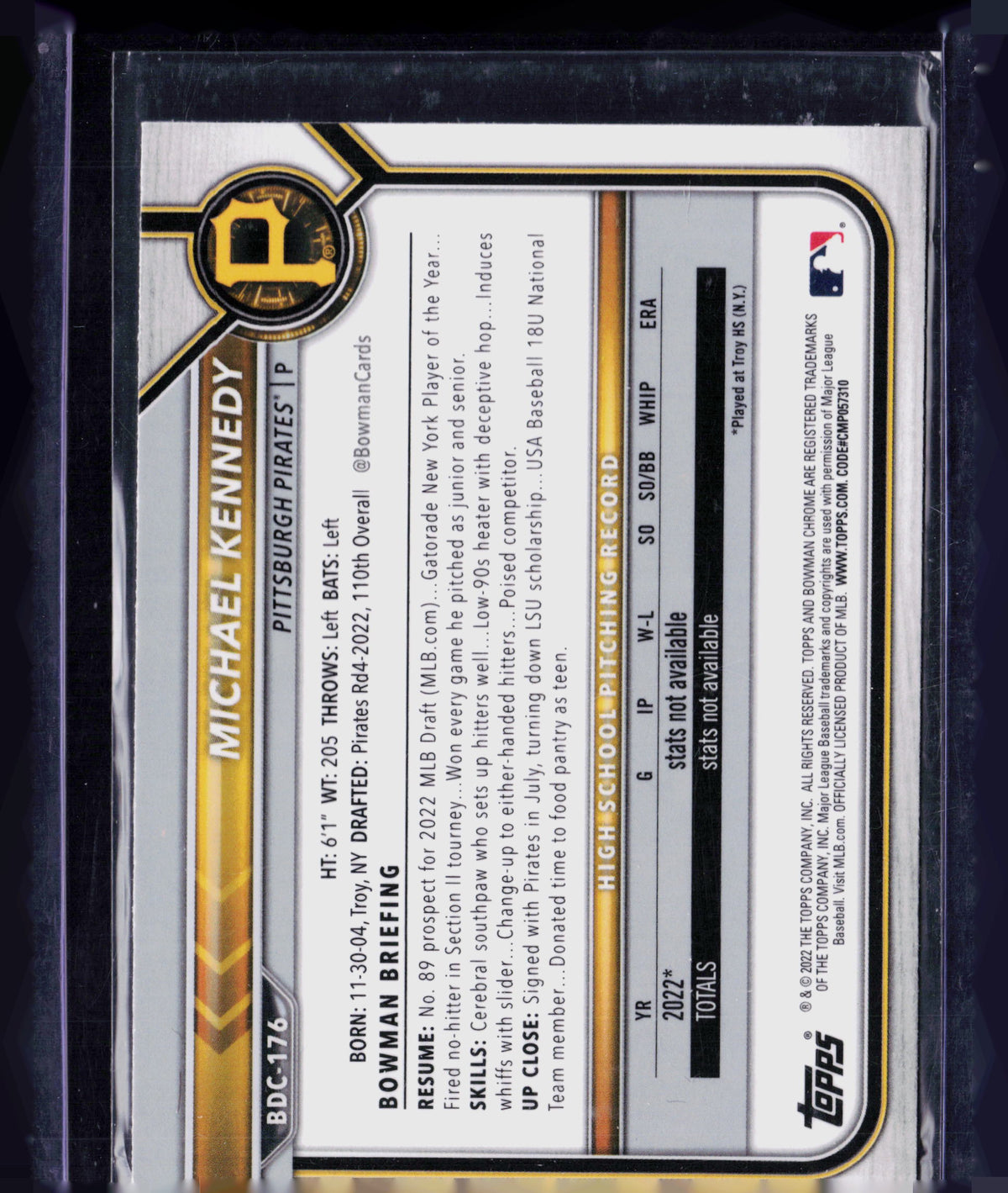 2022 Bowman Draft Chrome Michael Kennedy #BDC-176 RayWave