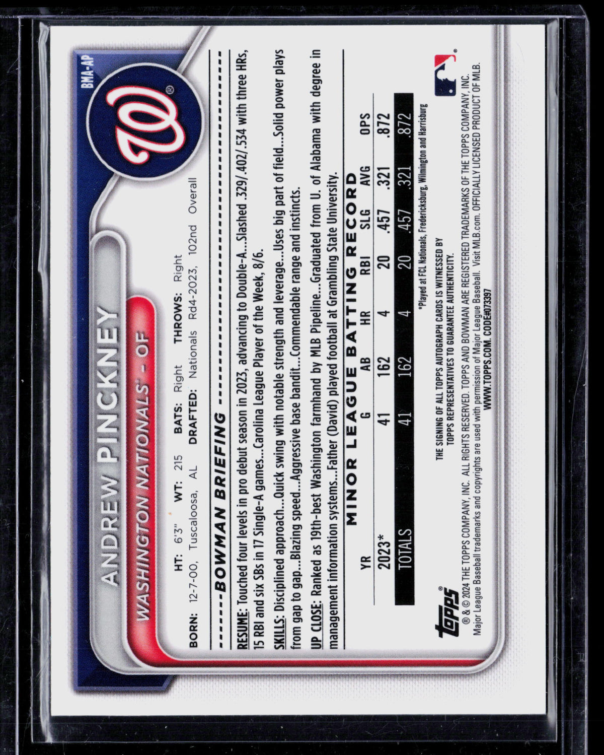 2024 Bowman Chrome Andrew Pinckney #BMA-AP Mojo Reflector