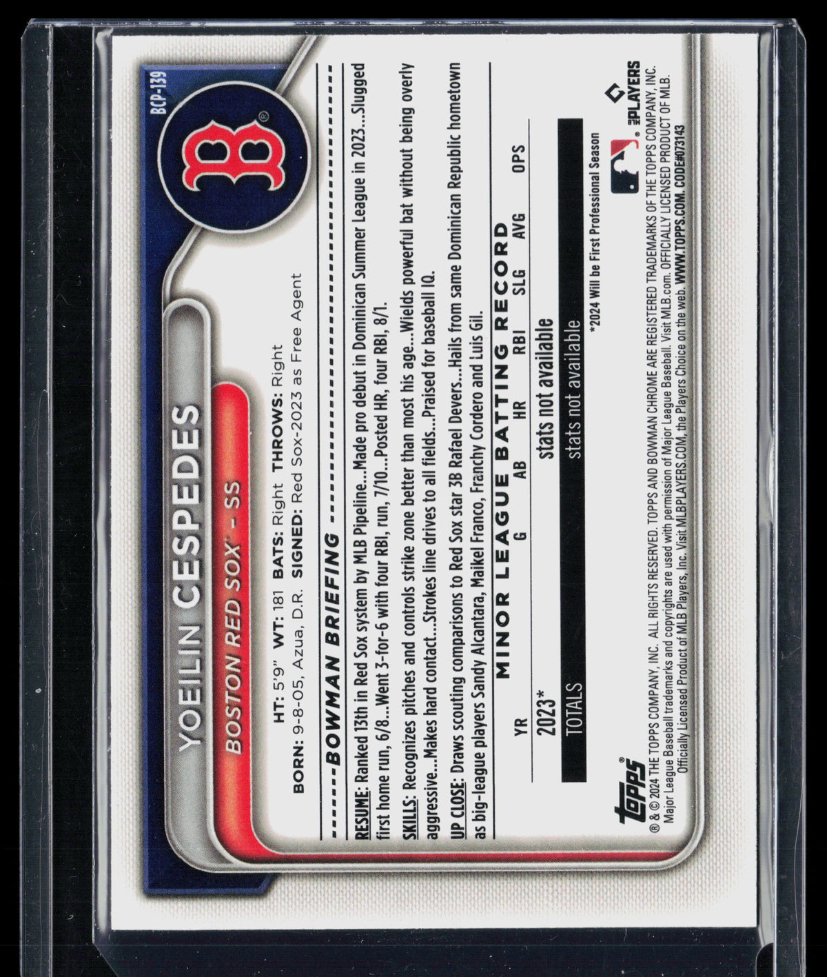 2024 Bowman Chrome Yoeilin Cespedes #BCP-139