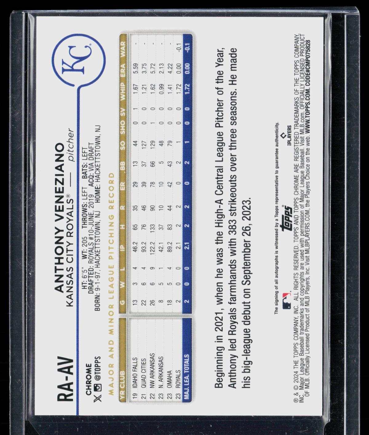 2024 Topps Chrome Anthony Veneziano #RA-AV RC