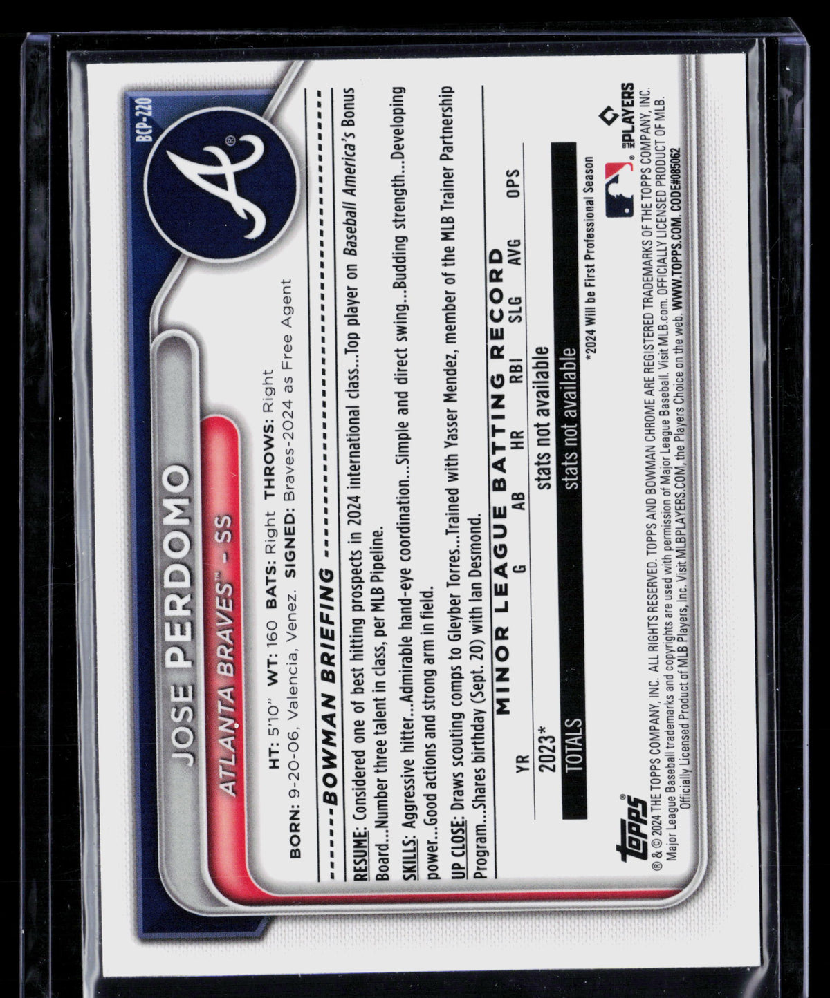 2024 Bowman Chrome Jose Perdomo #BCP-220