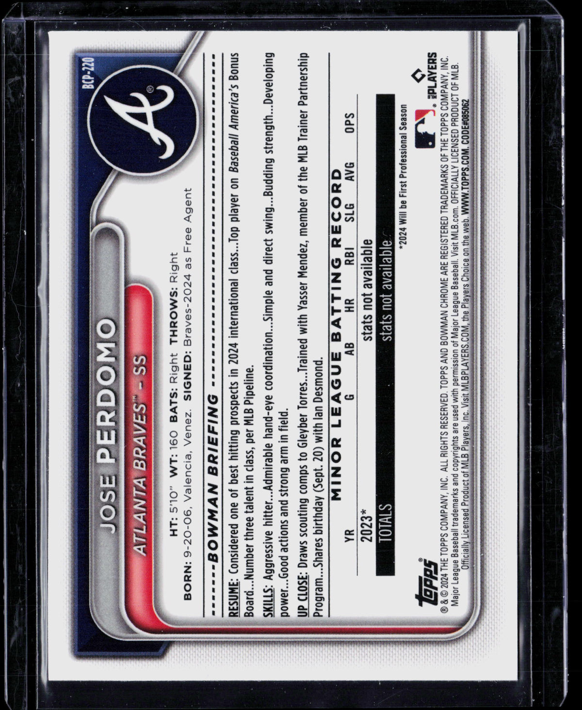 2024 Bowman Chrome Jose Perdomo #BCP-220