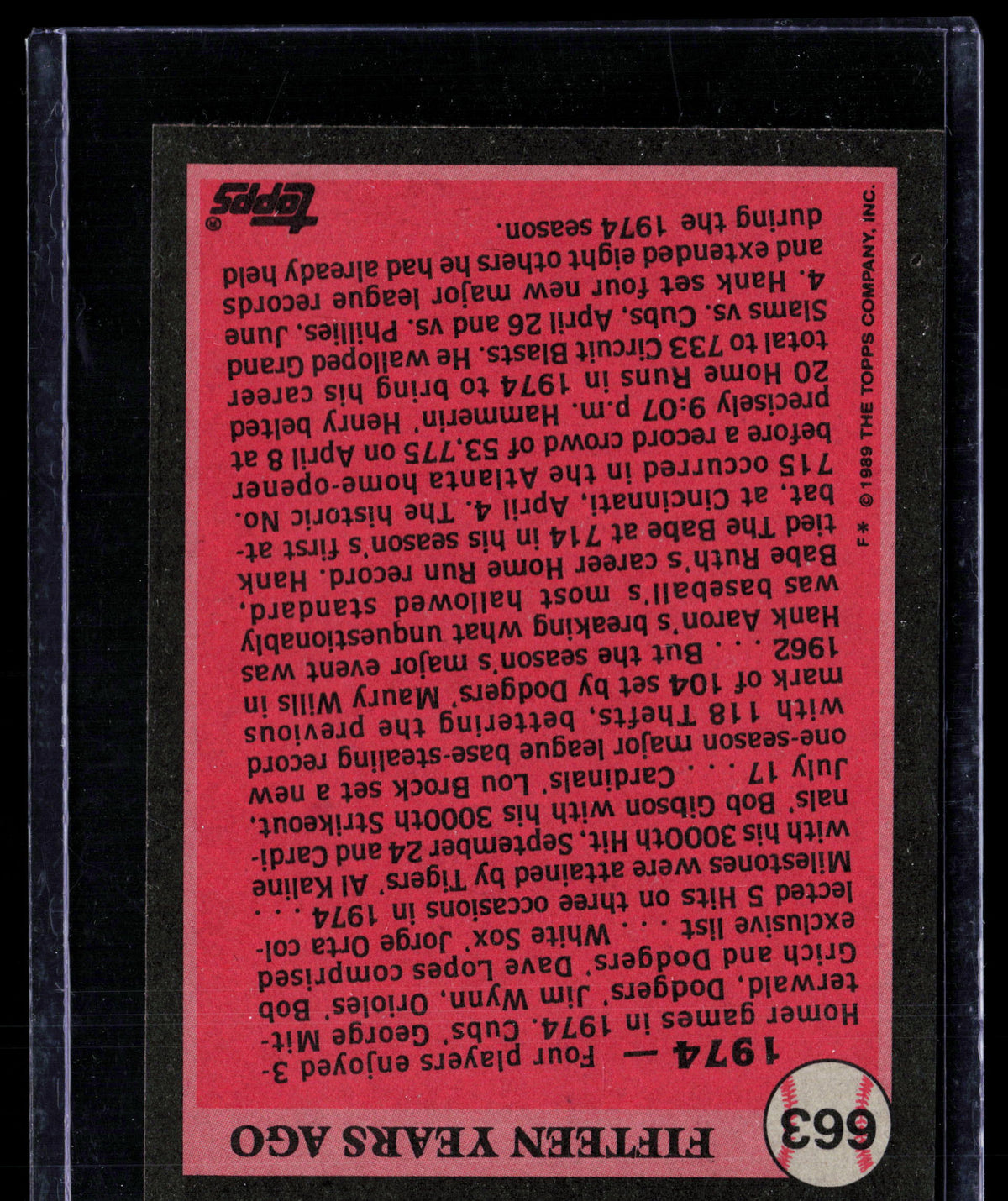 1989 Topps Hank Aaron #663