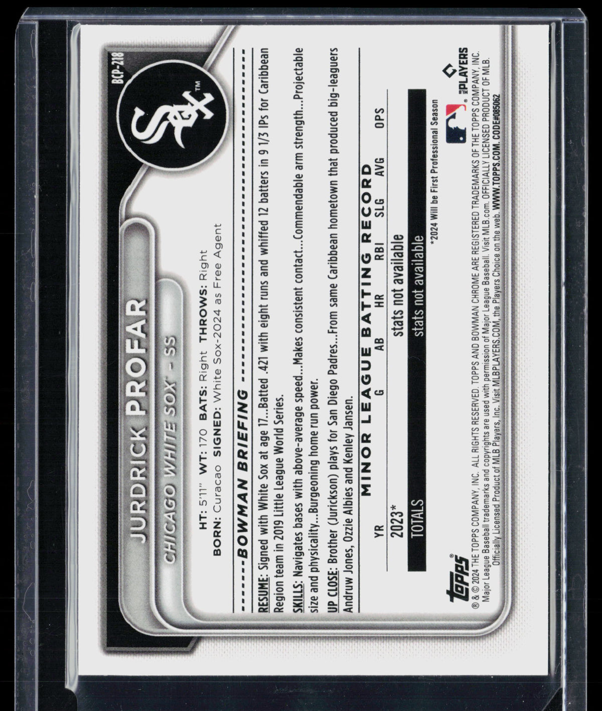 2024 Bowman Chrome Jurdrick Profar #BCP-218