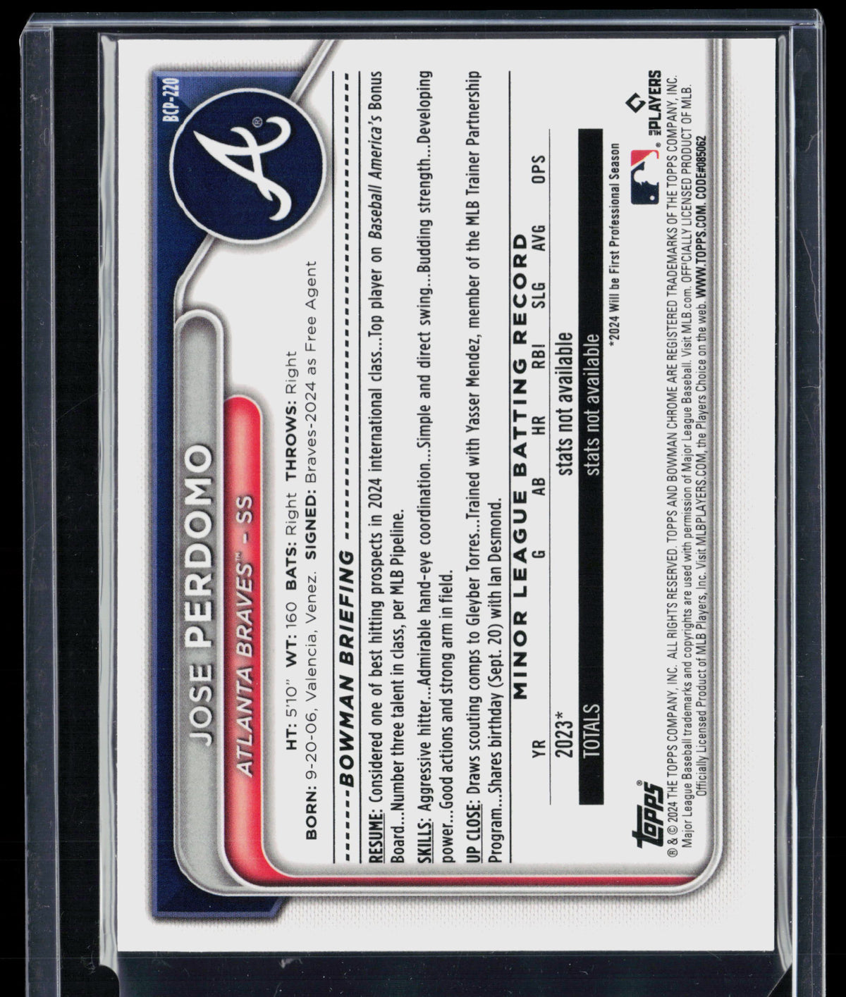 2024 Bowman Chrome Jose Perdomo #BCP-220