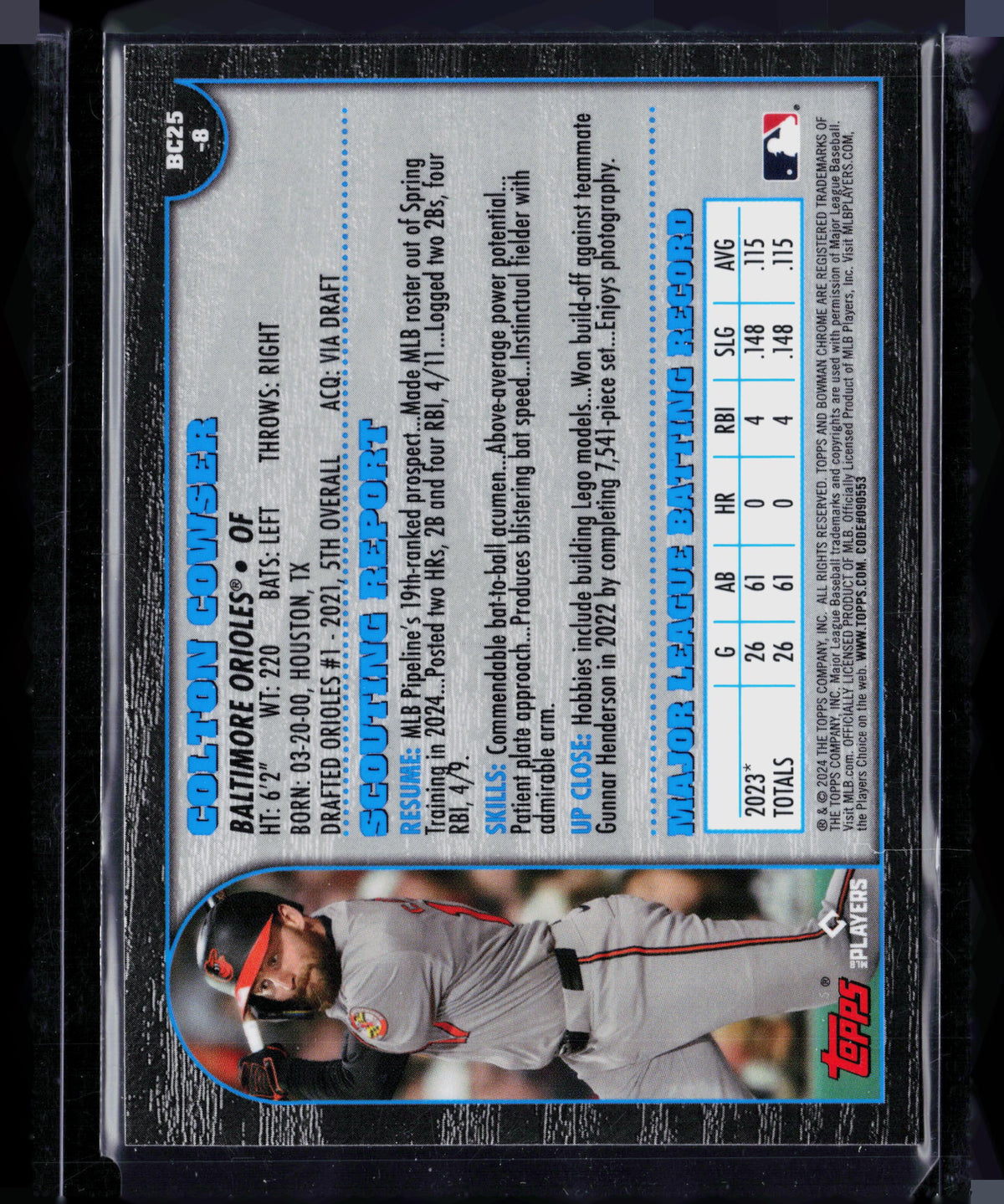 2024 Bowman Chrome 25th Anniversary Colton Cowser #BC25-8 RC