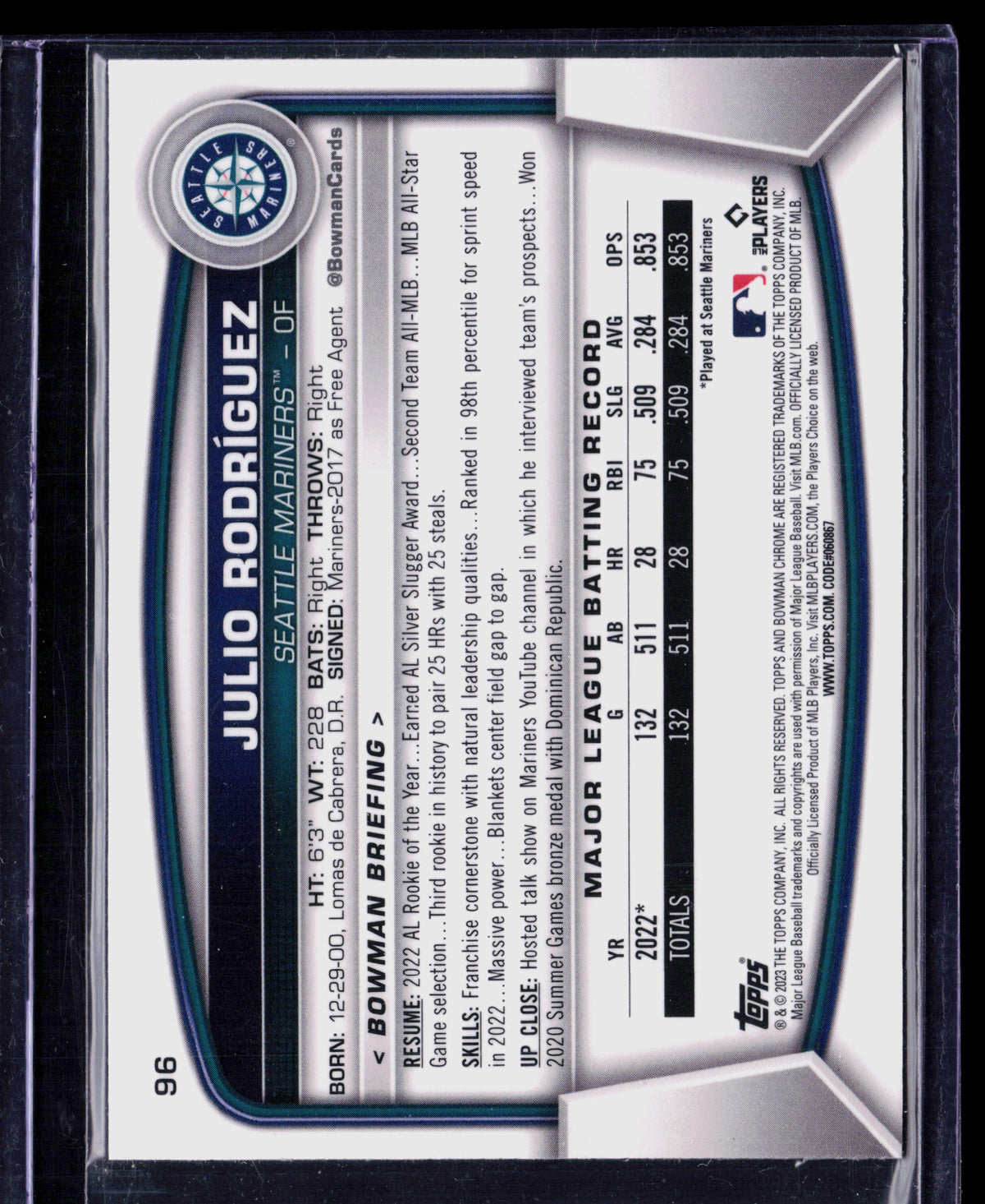 2023 Bowman Chrome Julio Rodríguez #96 Mega Box Refractor