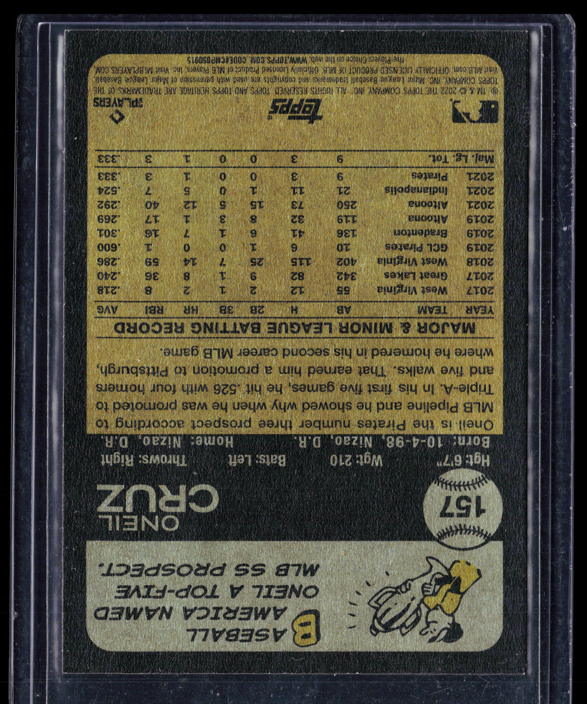 2022 Topps Heritage Oneil Cruz #157 RC