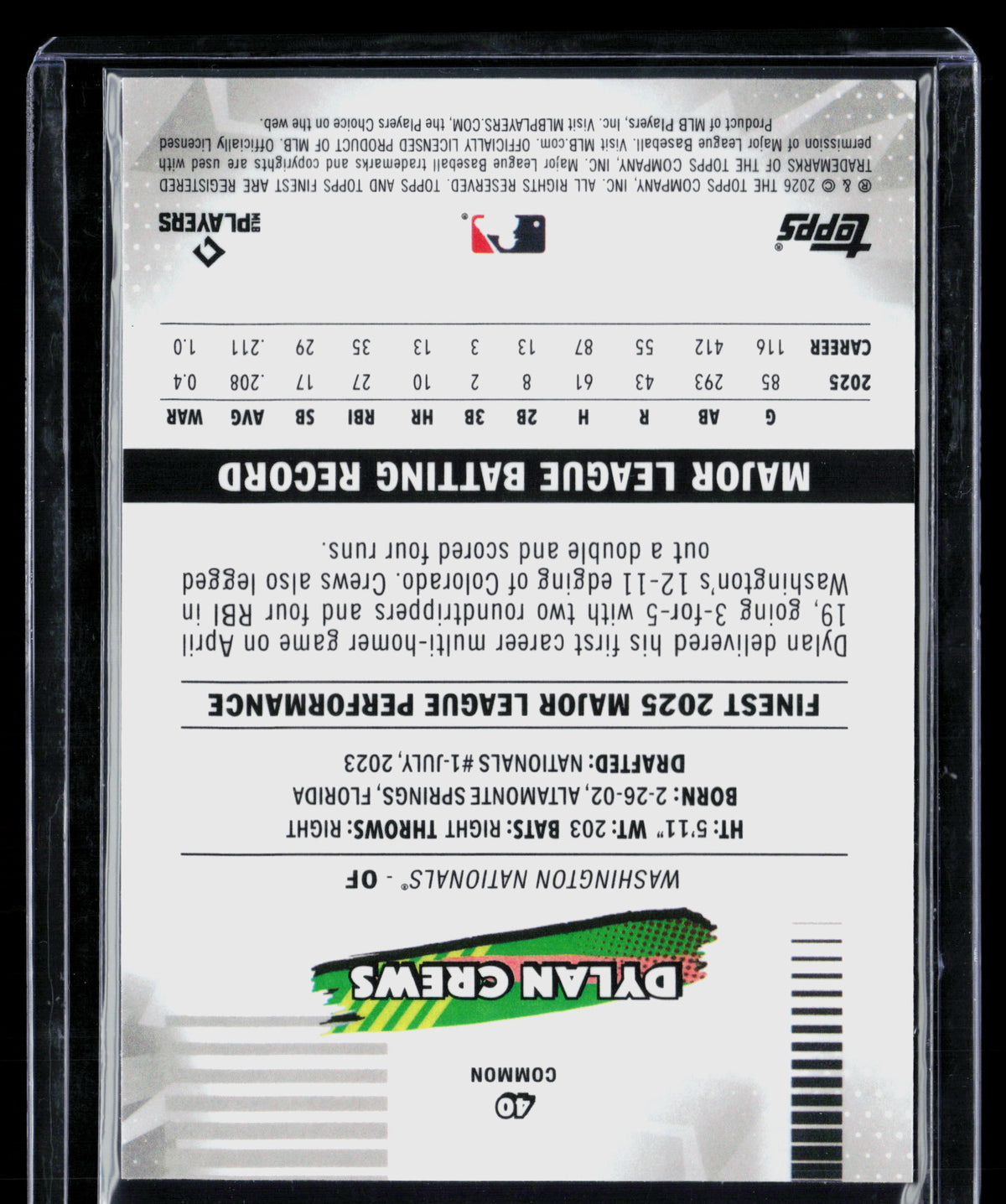 2026 Topps Finest Dylan Crews #40