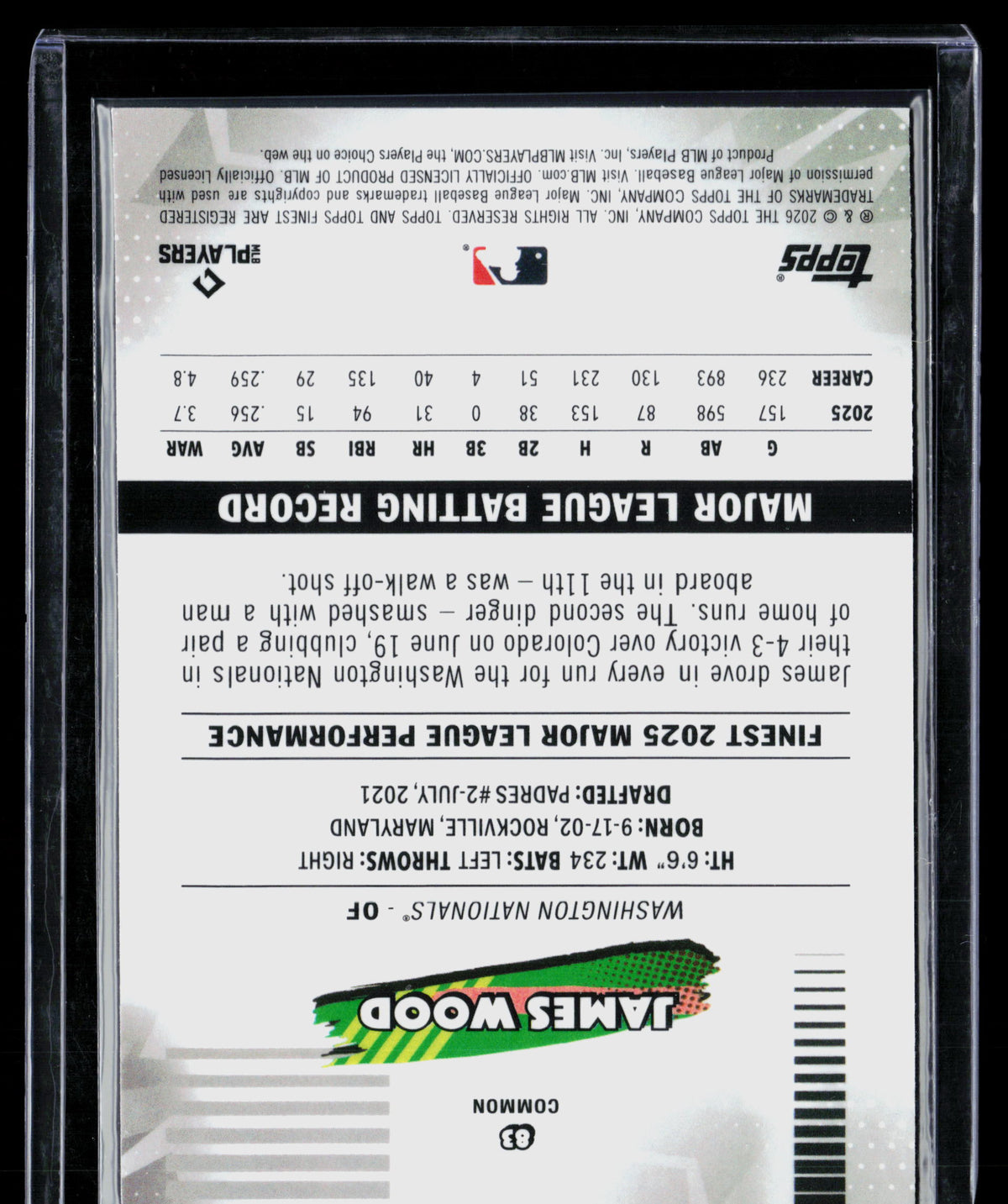 2026 Topps Finest James Wood #83