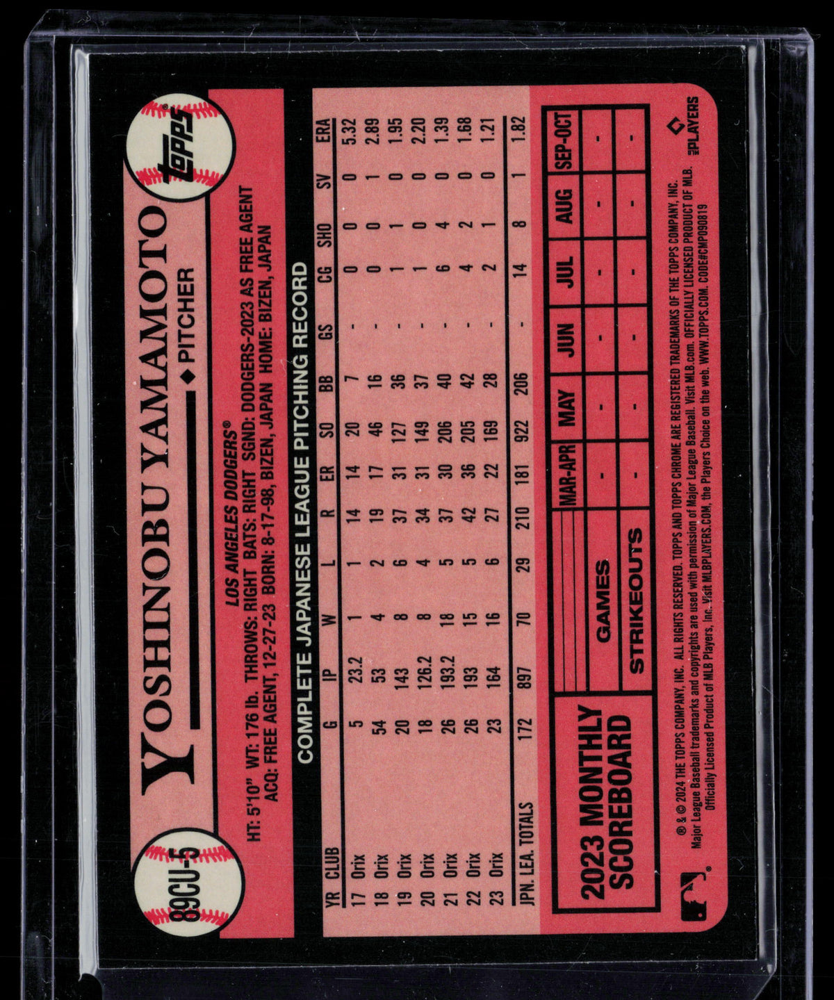 2024 Topps Chrome Yoshinobu Yamamoto #89CU-5 RC
