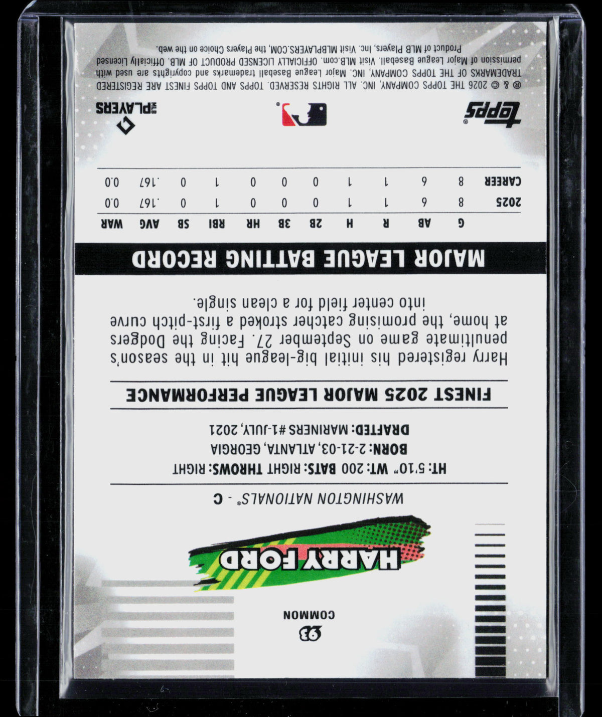 2026 Topps Finest Harry Ford #93 RC