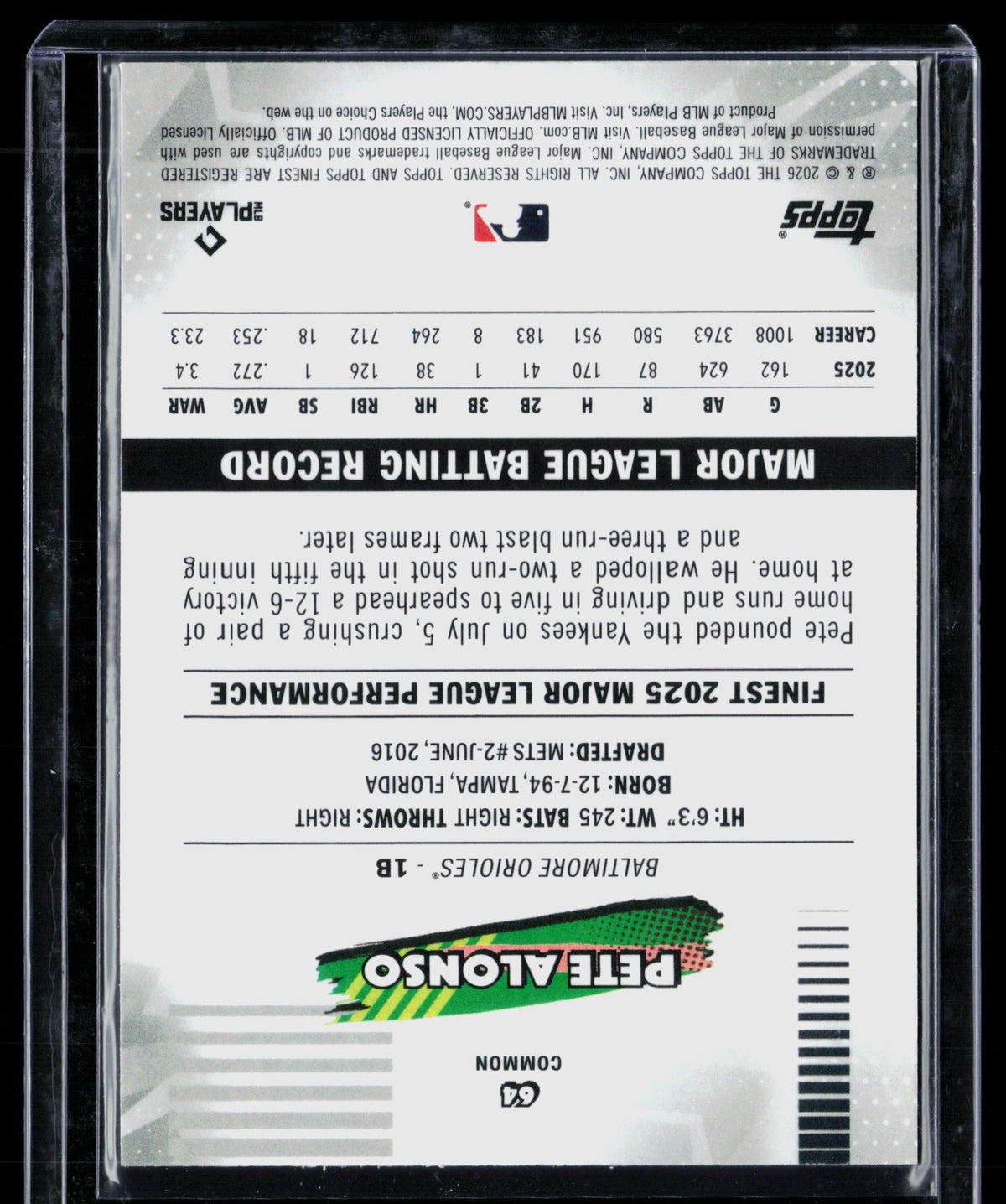 2026 Topps Finest Pete Alonso #64