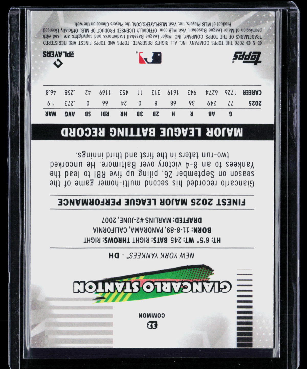 2026 Topps Finest Giancarlo Stanton #32