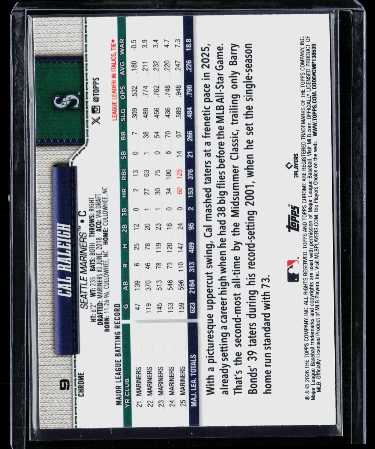 2026 Topps Chrome Cal Raleigh #9