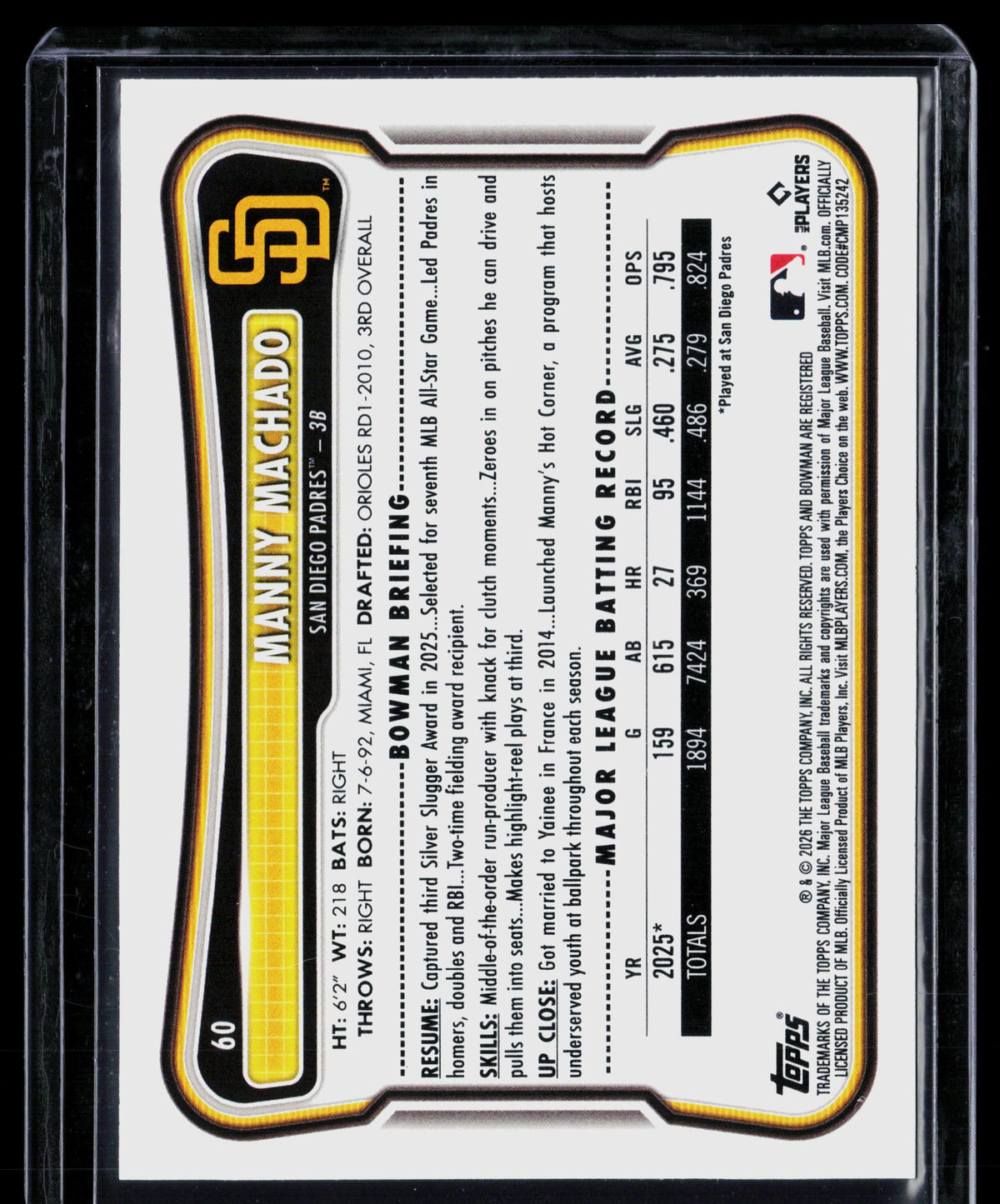 2026 Bowman Manny Machado #60