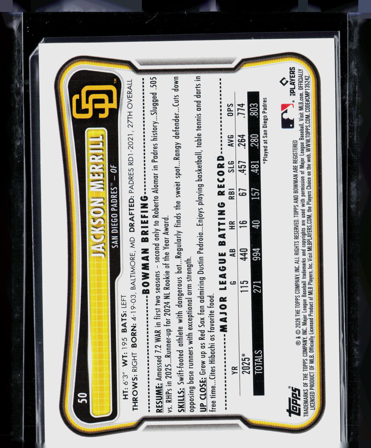 2026 Bowman Jackson Merrill #50