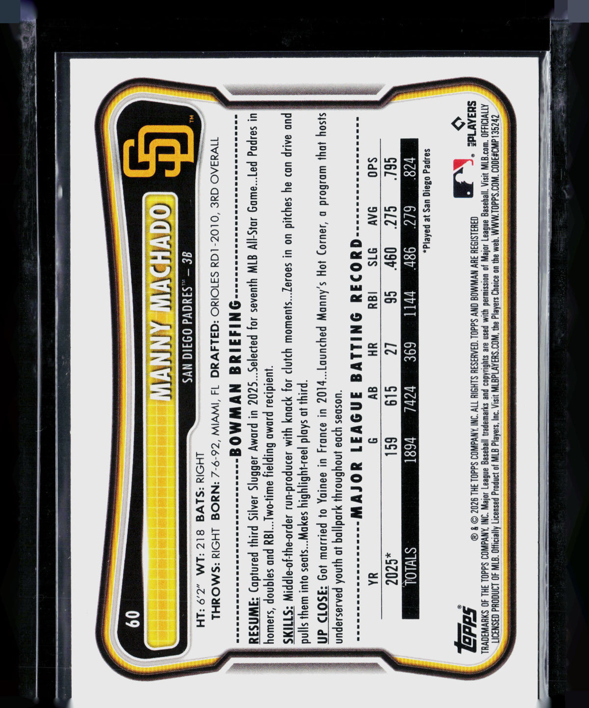 2026 Bowman Manny Machado #60