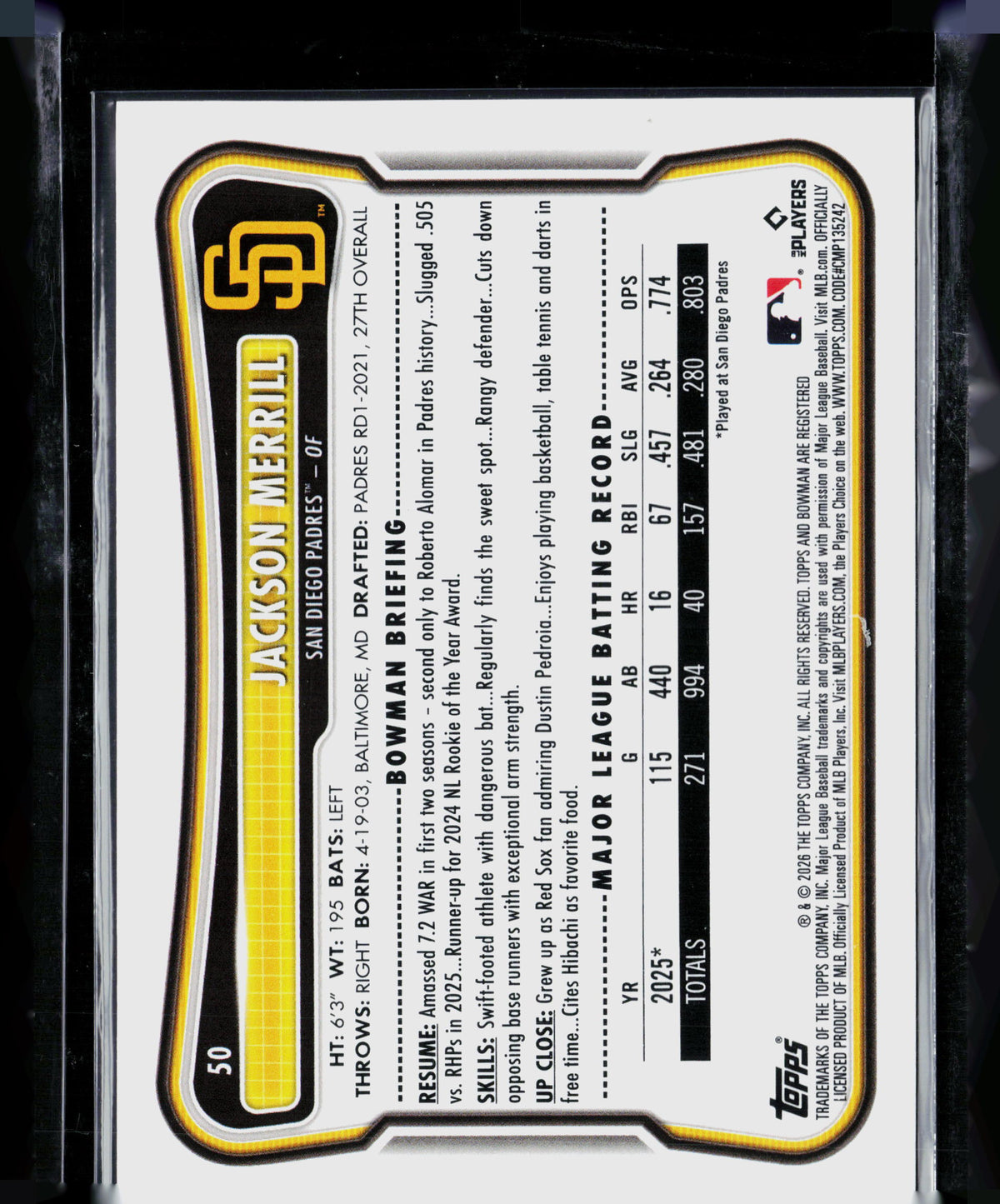 2026 Bowman Jackson Merrill #50