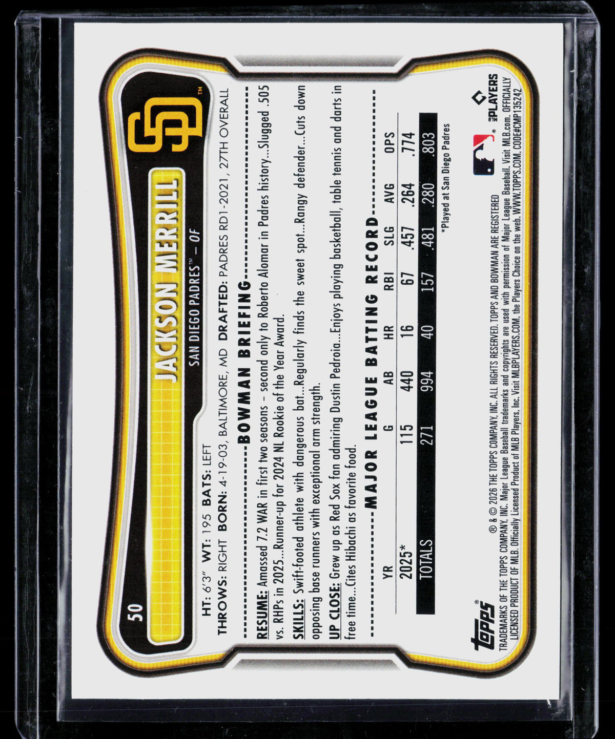 2026 Bowman Jackson Merrill #50