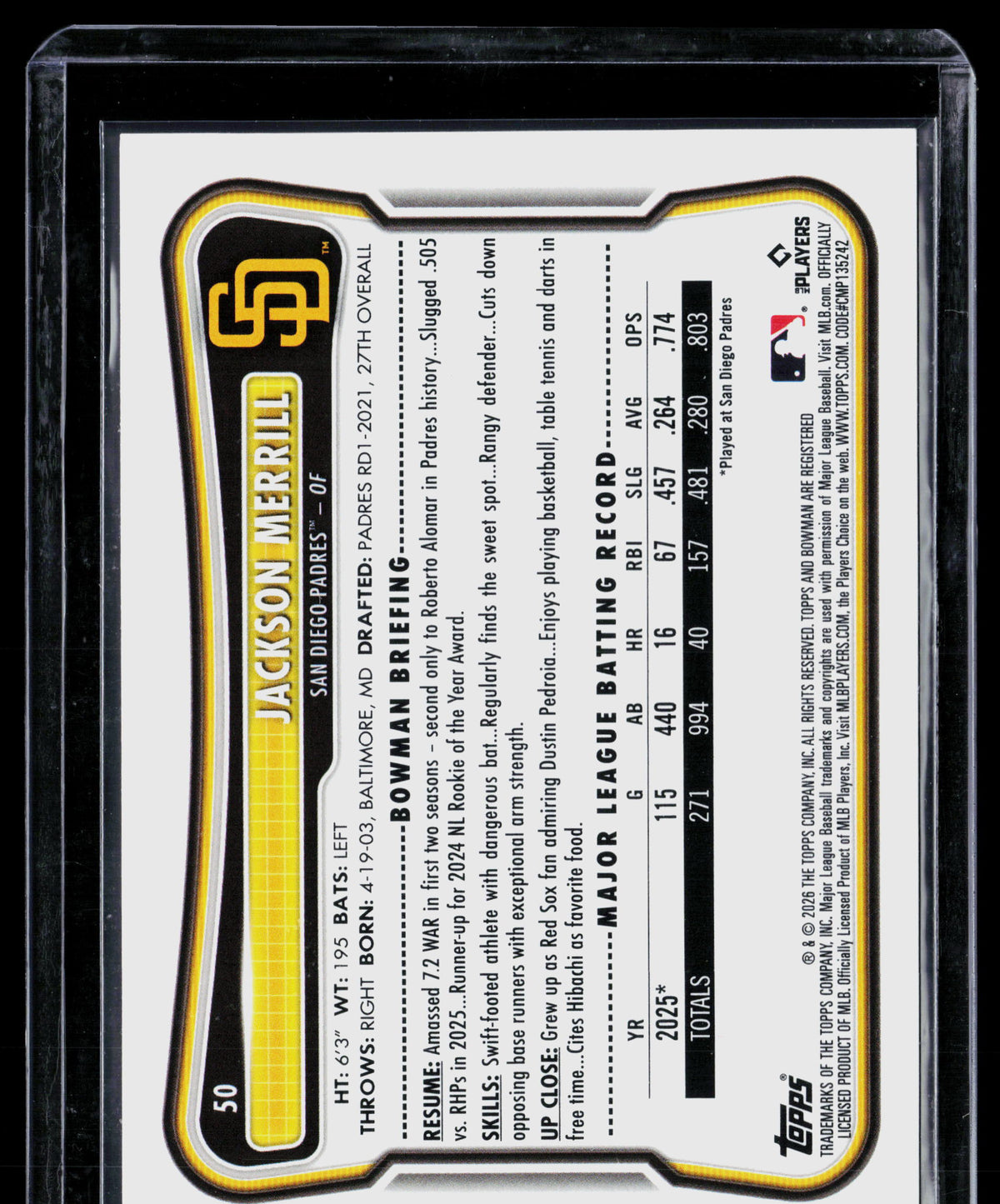 2026 Bowman Jackson Merrill #50
