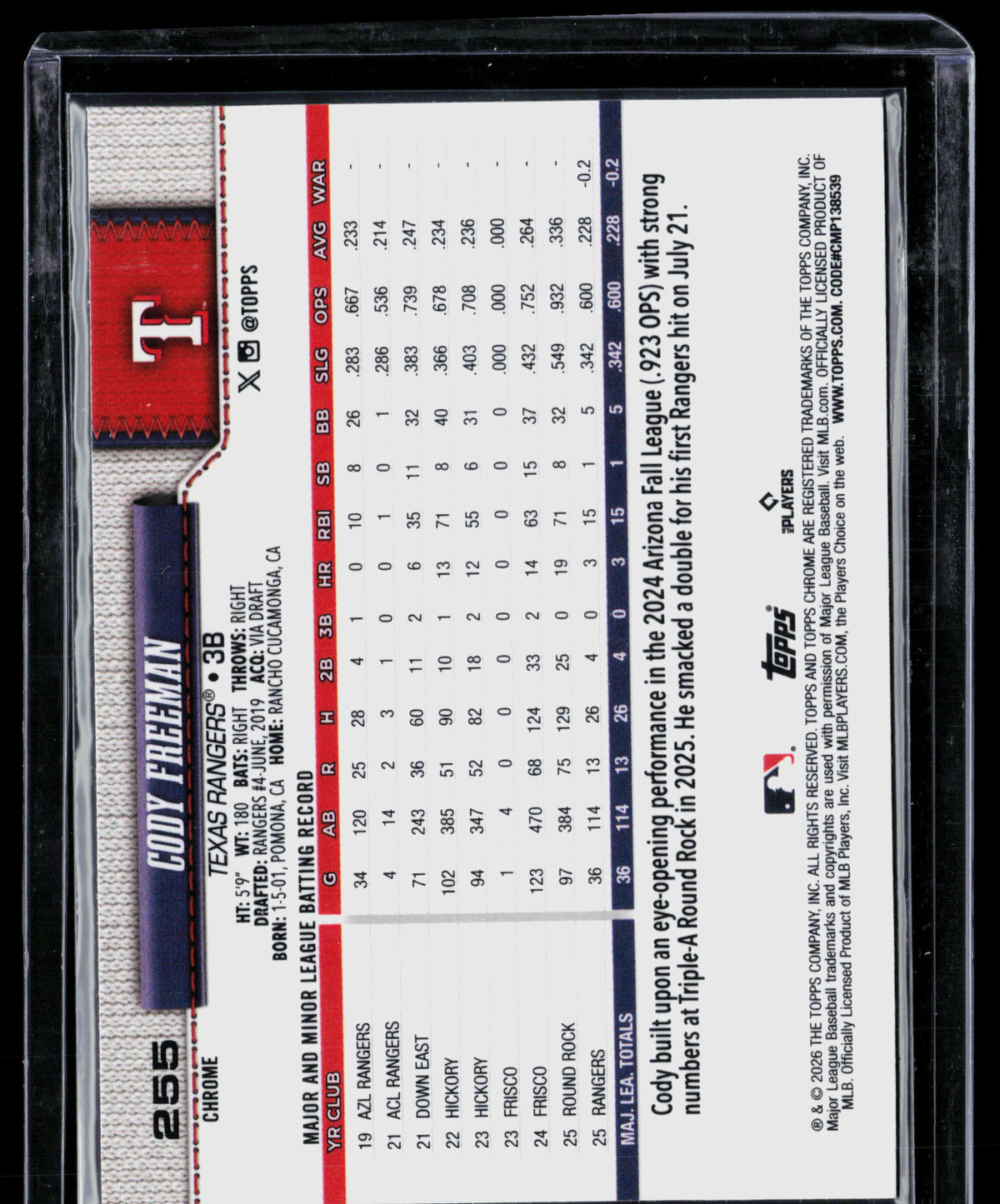 2026 Topps Chrome Cody Freeman #255 RC