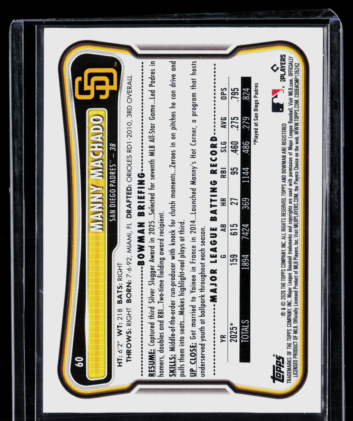 2026 Bowman Manny Machado #60