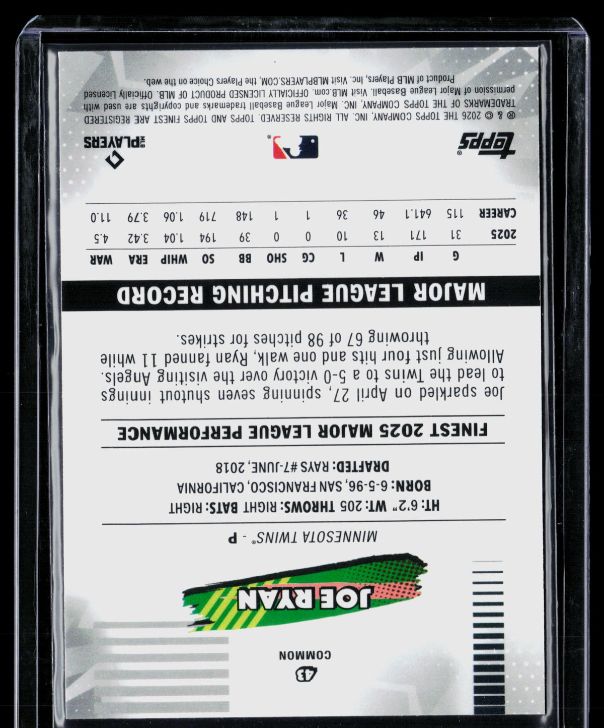 2026 Topps Finest Joe Ryan #43