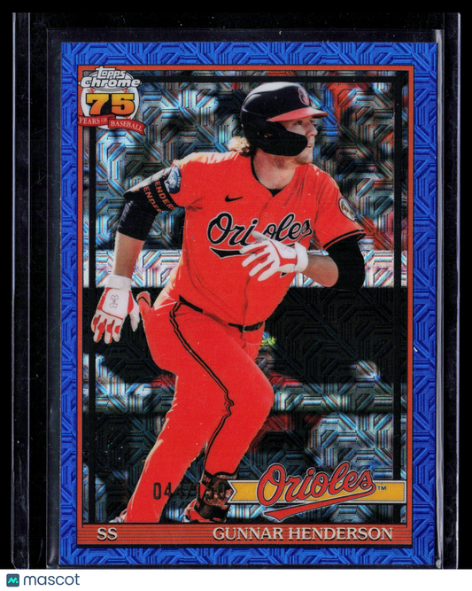 2026 Topps Chrome 75 Years of Baseball Gunnar Henderson #91C-16 Blue Logofractor