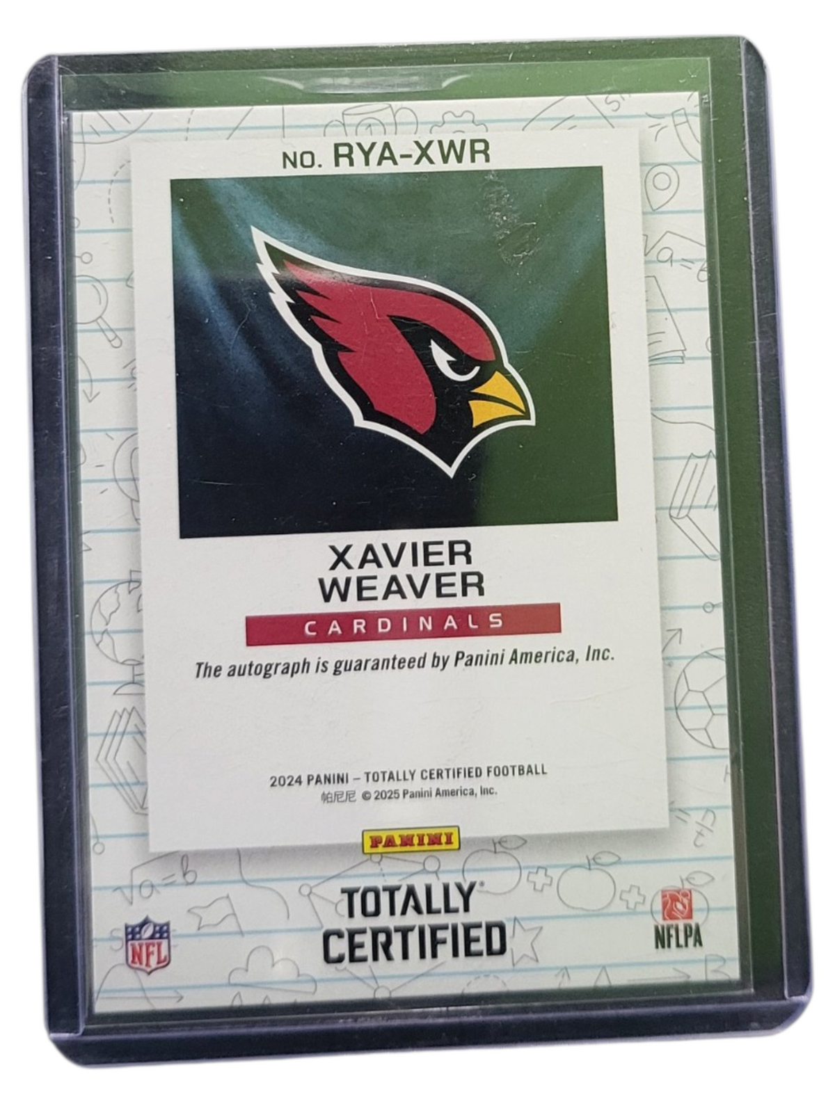 2025 Panini Totally Certified Rookie Yearbook Auto Xavier Weaver #RYA-XWR RC