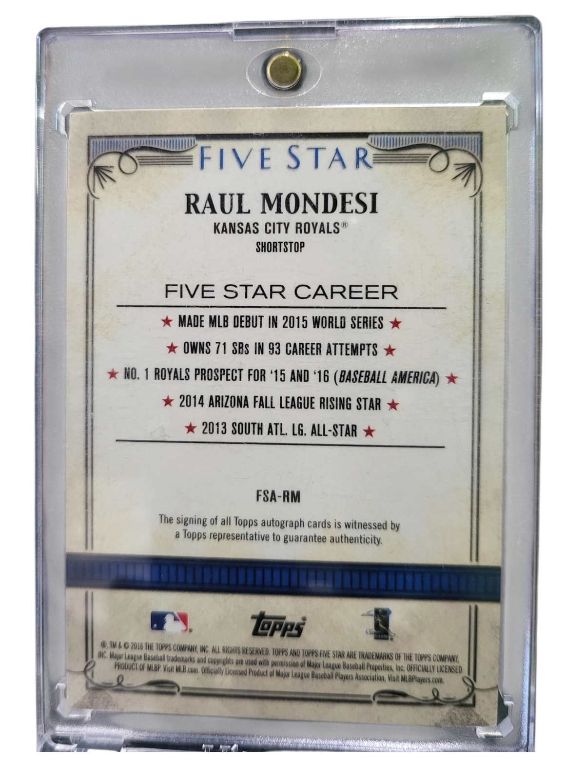 2016 Topps Five Star Raul Mondesi #FSA-RM 1/1