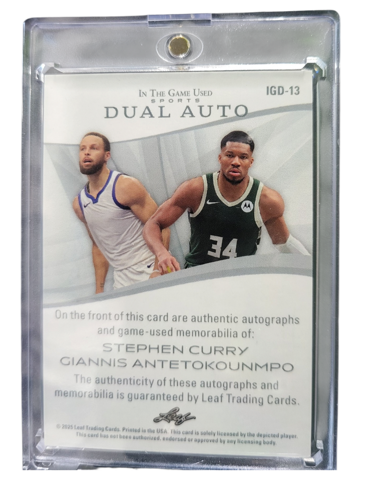 2025 Leaf Game Used  Auto Stephen Curry Giannis Antetokounmpo #IGD-13 /5