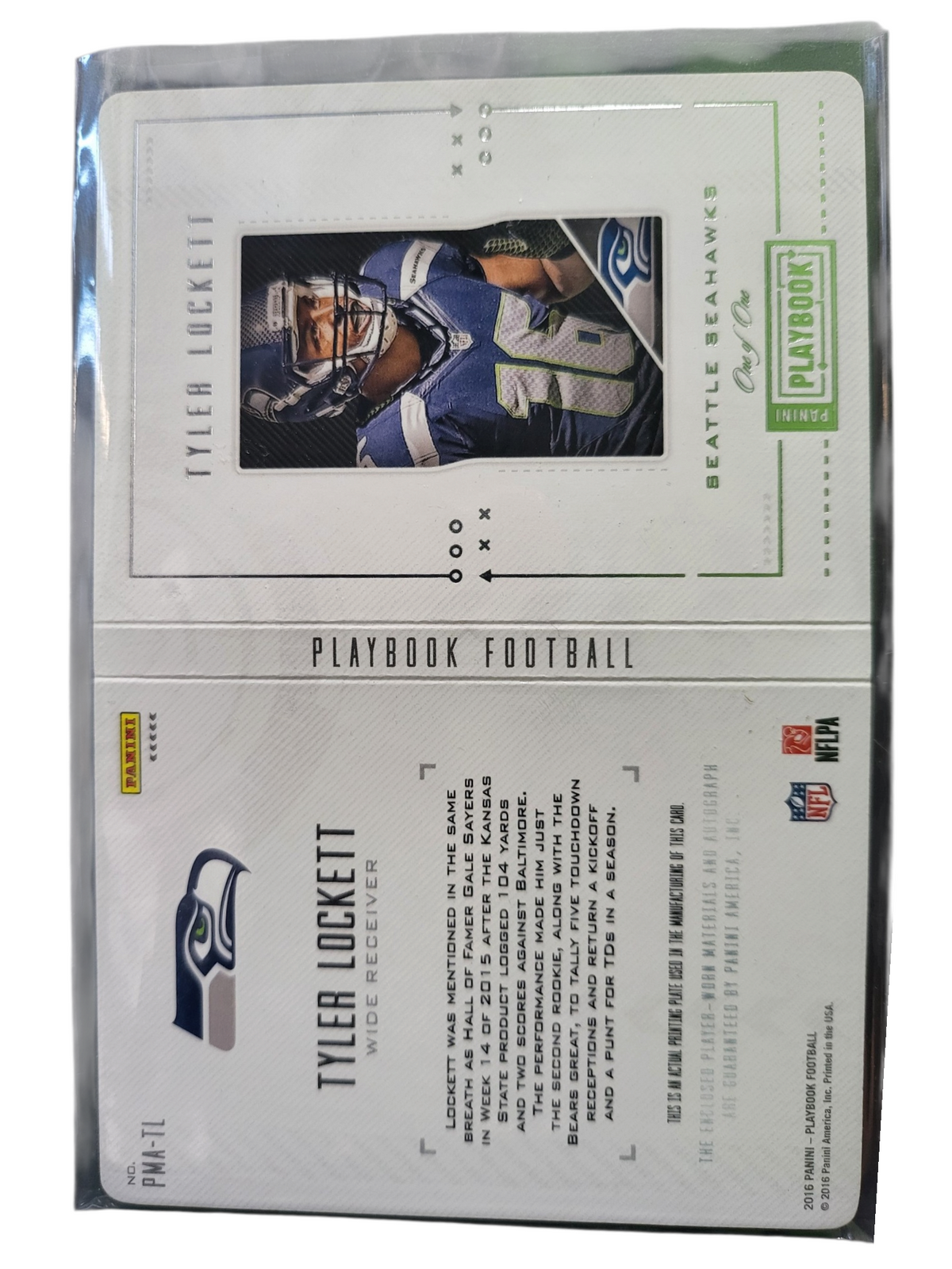 2016 Panini Playbook Football Tyler Lockett #PMA-TL  1/1 Auto Player-Worn