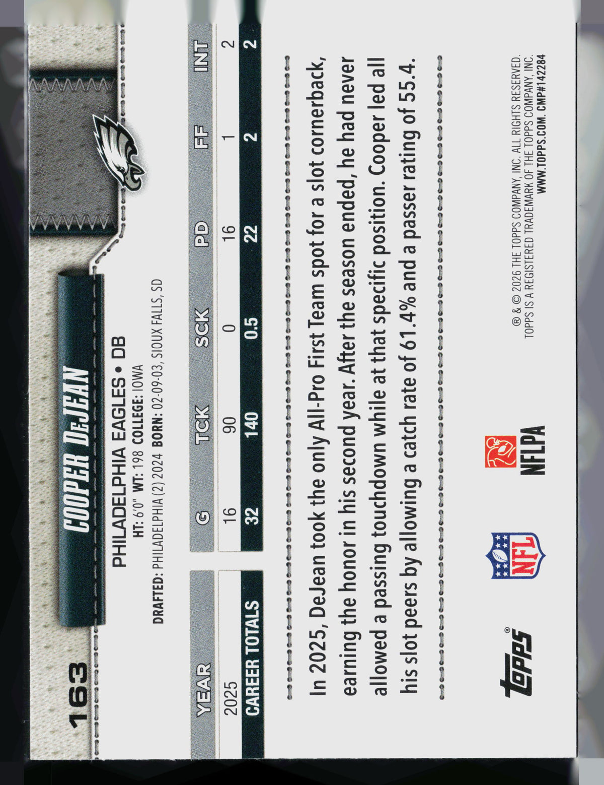 2026 Topps Cooper DeJean #163