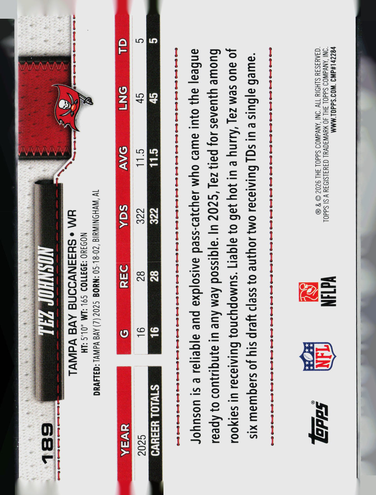 2026 Topps Tez Johnson #189