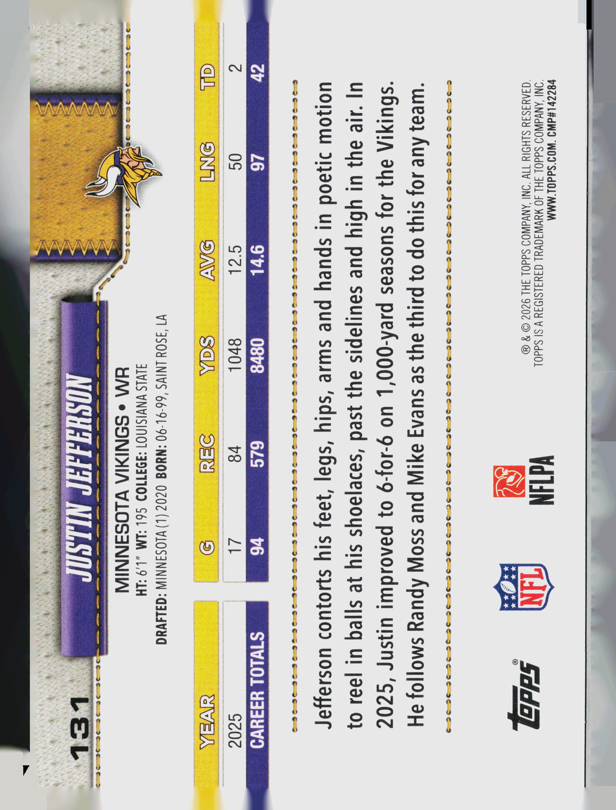 2026 Topps Justin Jefferson #131