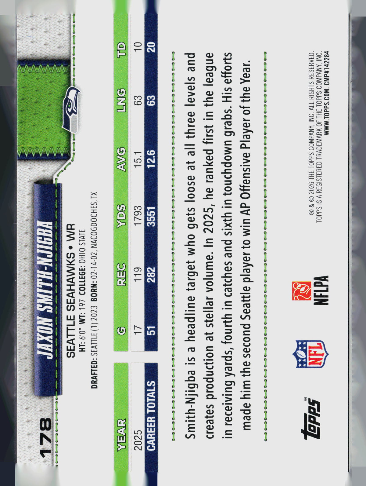 2026 Topps Jaxon Smith-Njigba #178
